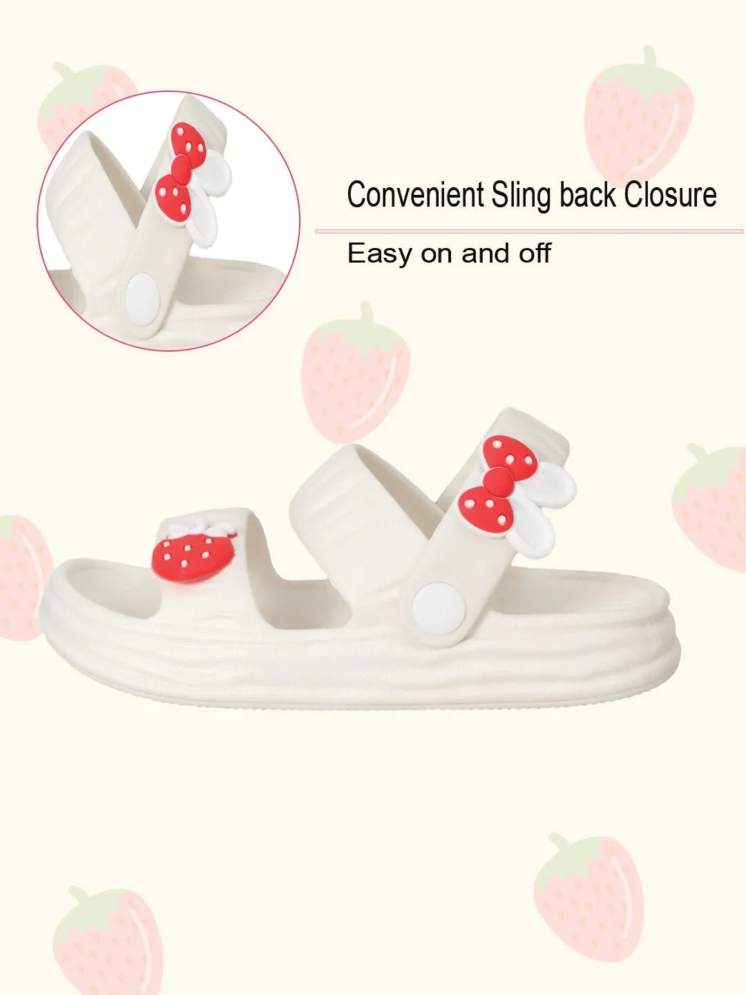 Sweet Steps - White Strawberry and Bow Sandals