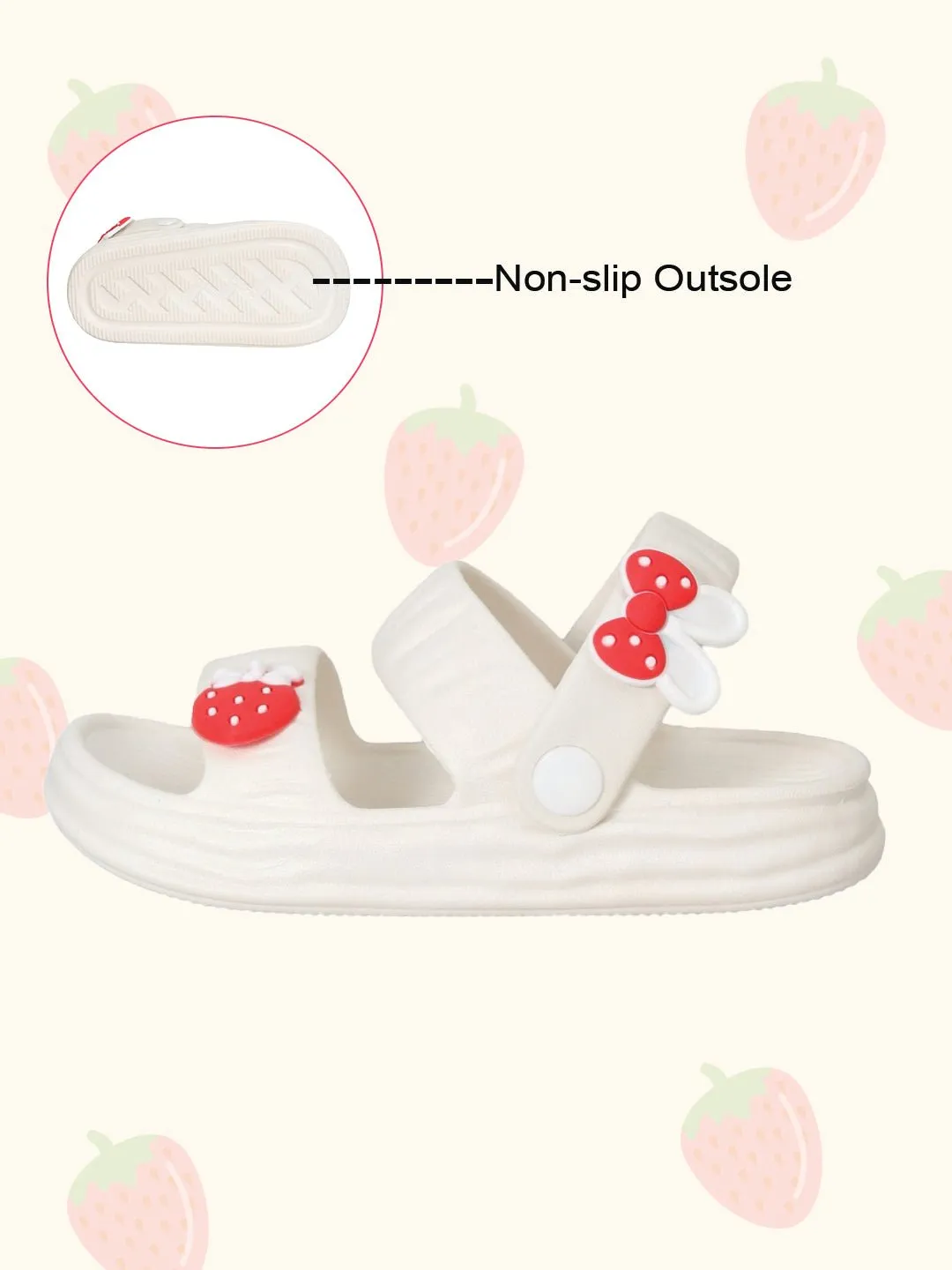 Sweet Steps - White Strawberry and Bow Sandals