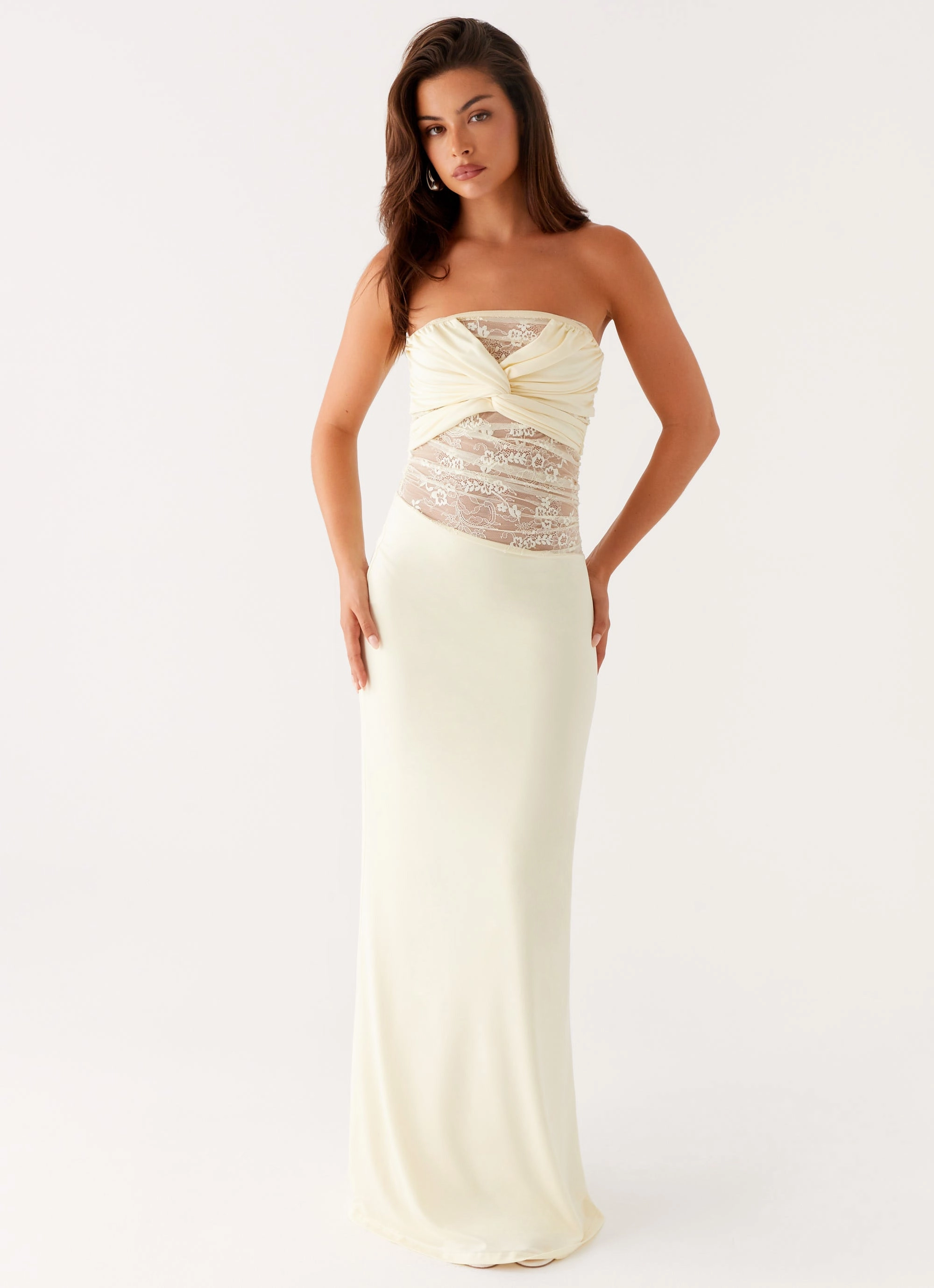 Sweet Energy Strapless Maxi Dress - Yellow Flare Breeze LightweightMaterial