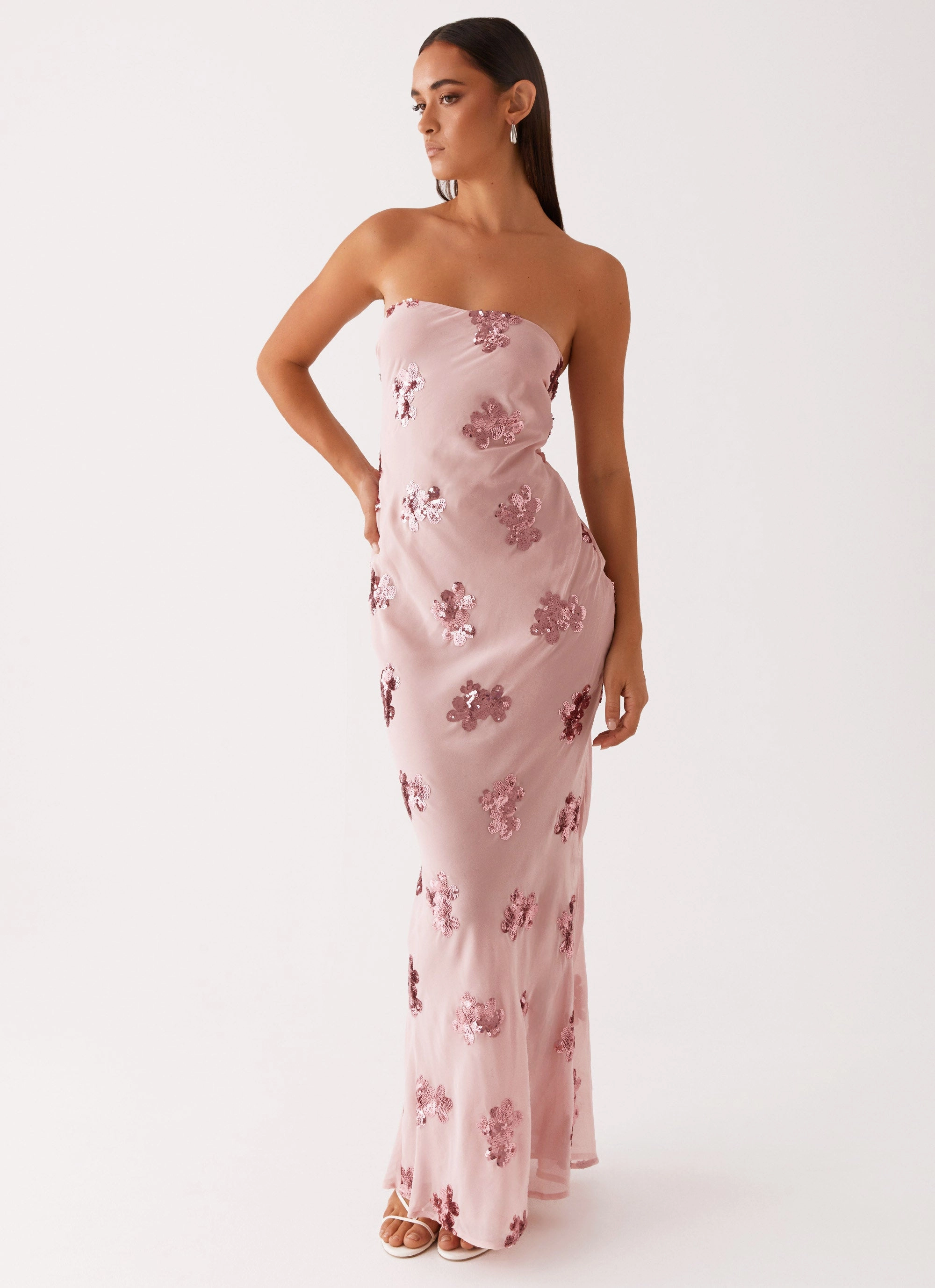 Sweet Escape Sequin Maxi Dress - Baby Pink Relaxed Design Aura Glow