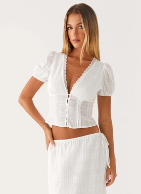 Microfiber Technology Simple Cut Sweet Lullaby Button Up Shirt - White