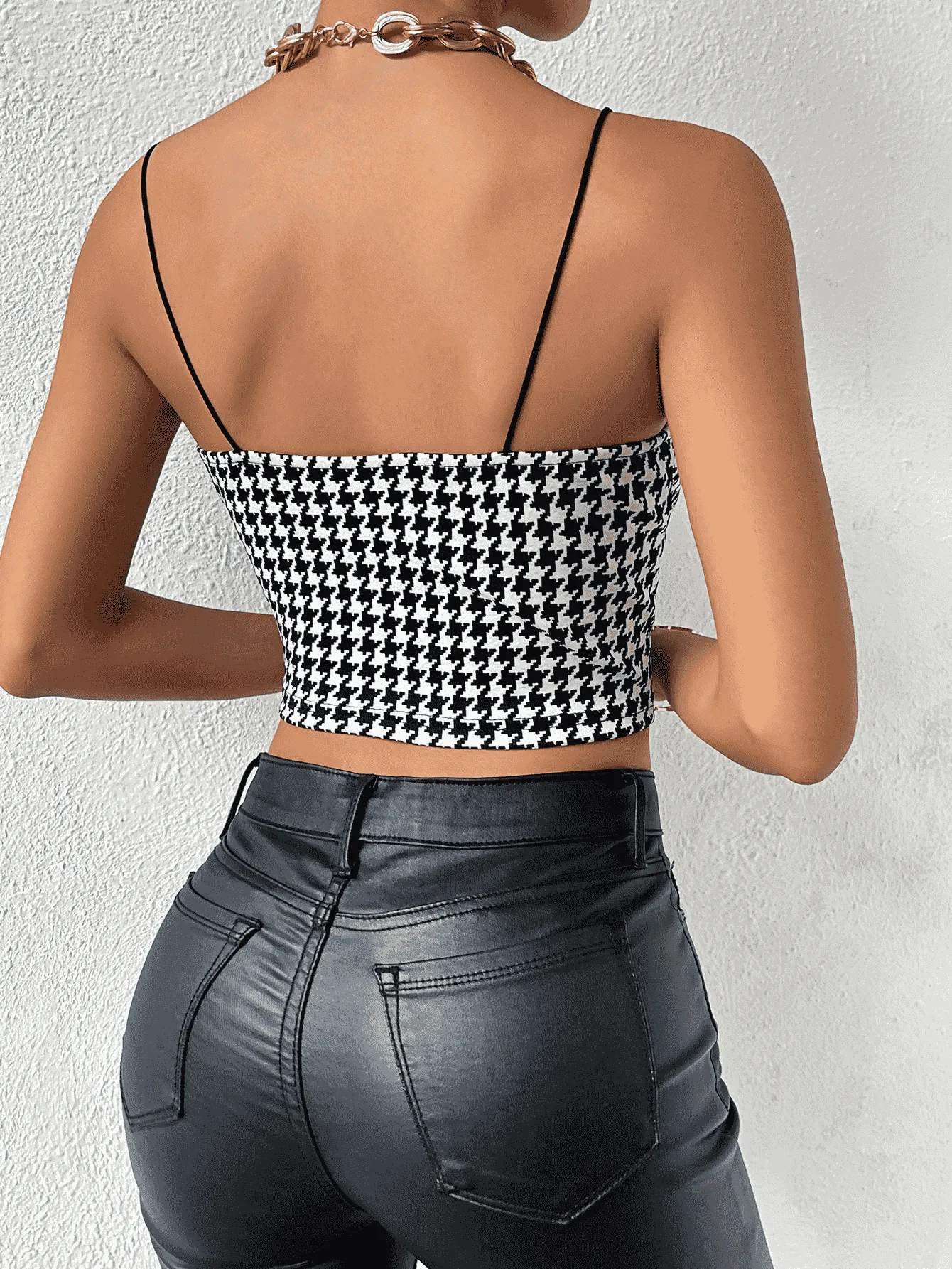Sweetheart Neck Houndstooth Cami