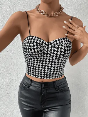 Sweetheart Neck Houndstooth Cami