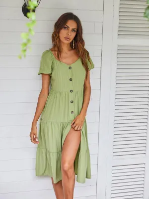 Sweetheart Neck Ruffle Hem A-line Dress