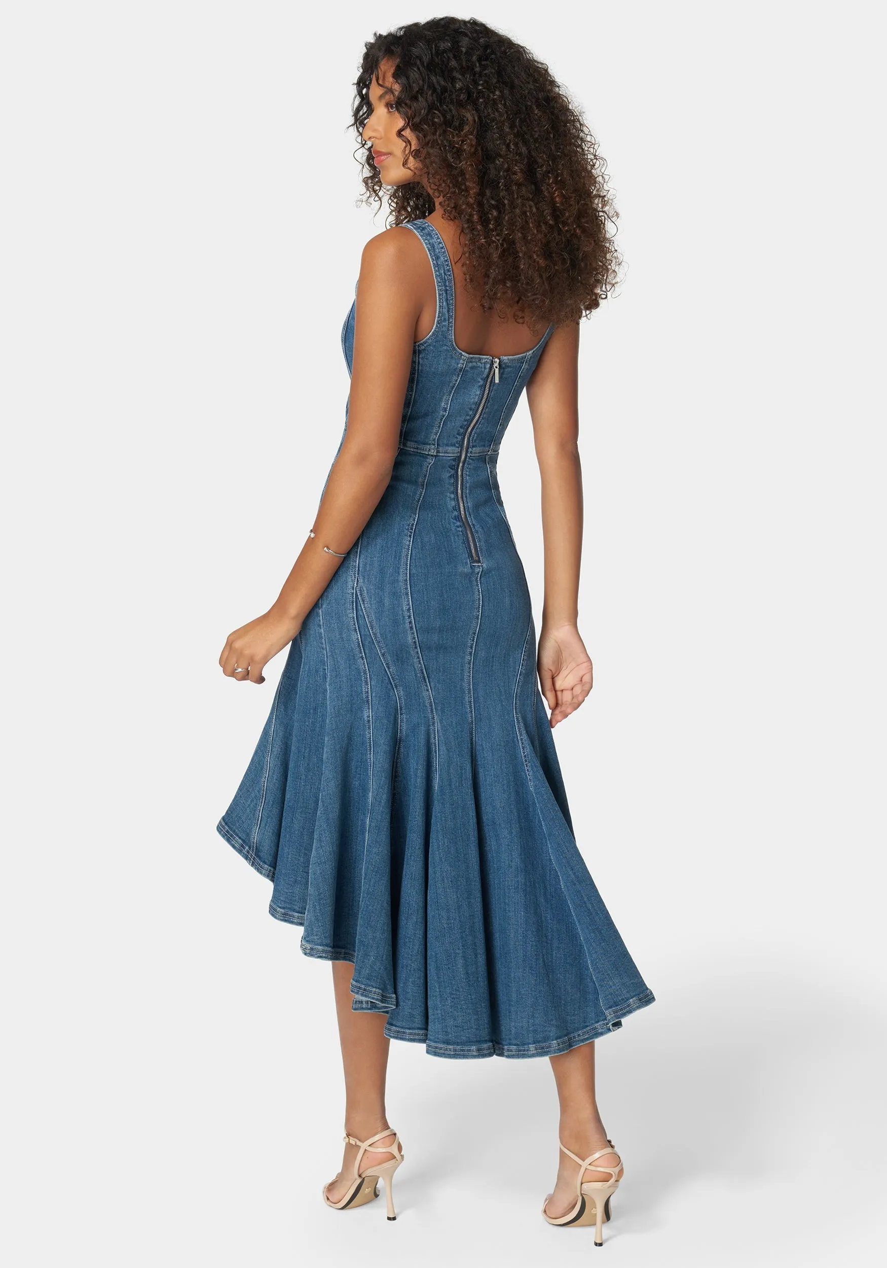 Sweetheart Neck Trumpet Denim Dress