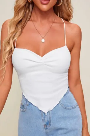 Sweetheart Neckline Curved Hem Top