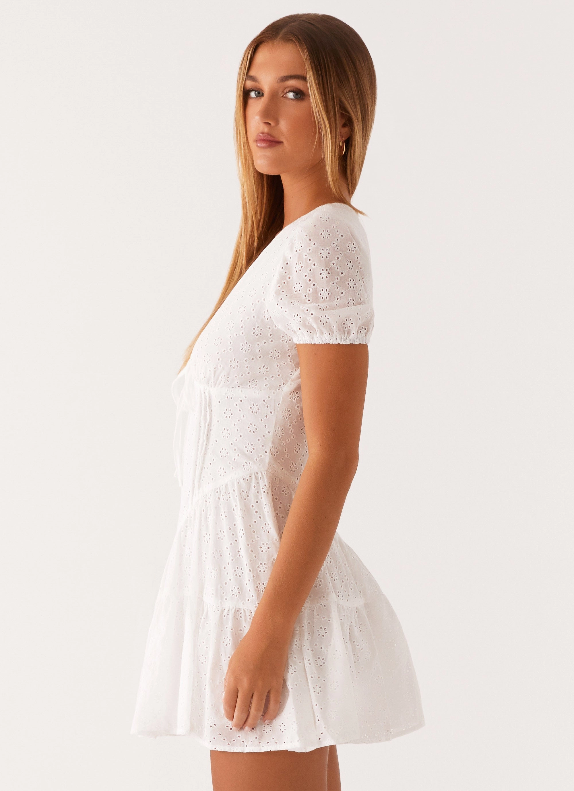 Lightweight-Layer Sweetness Mini Dress - White
