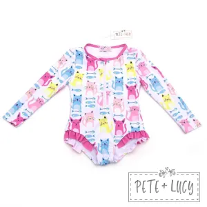 SWIMSUIT Happy Kitties Long Sleeve OP