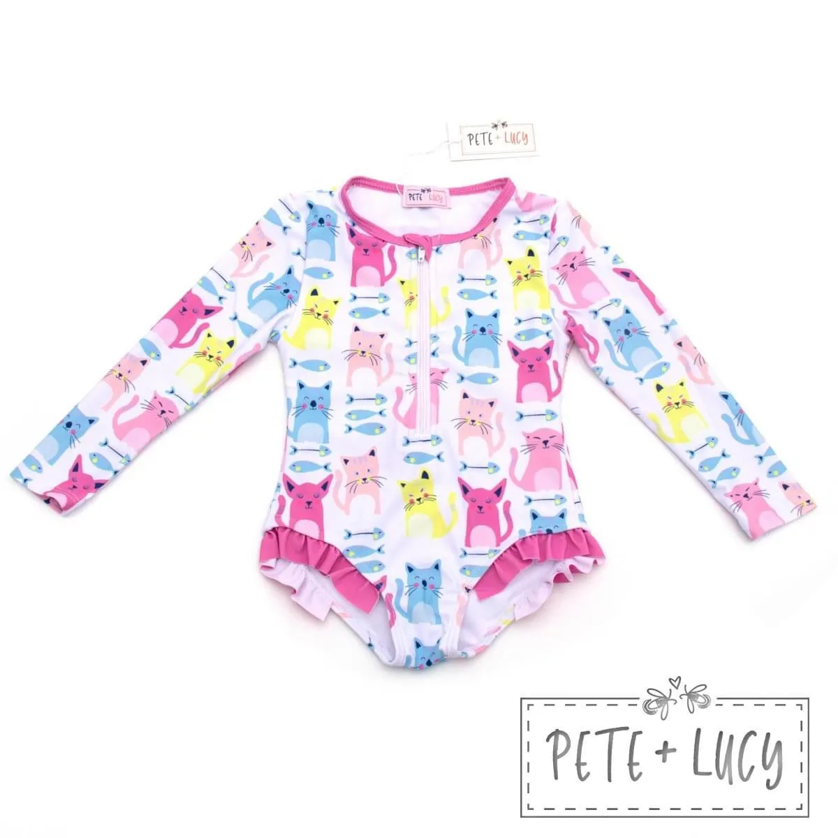SWIMSUIT Happy Kitties Long Sleeve OP