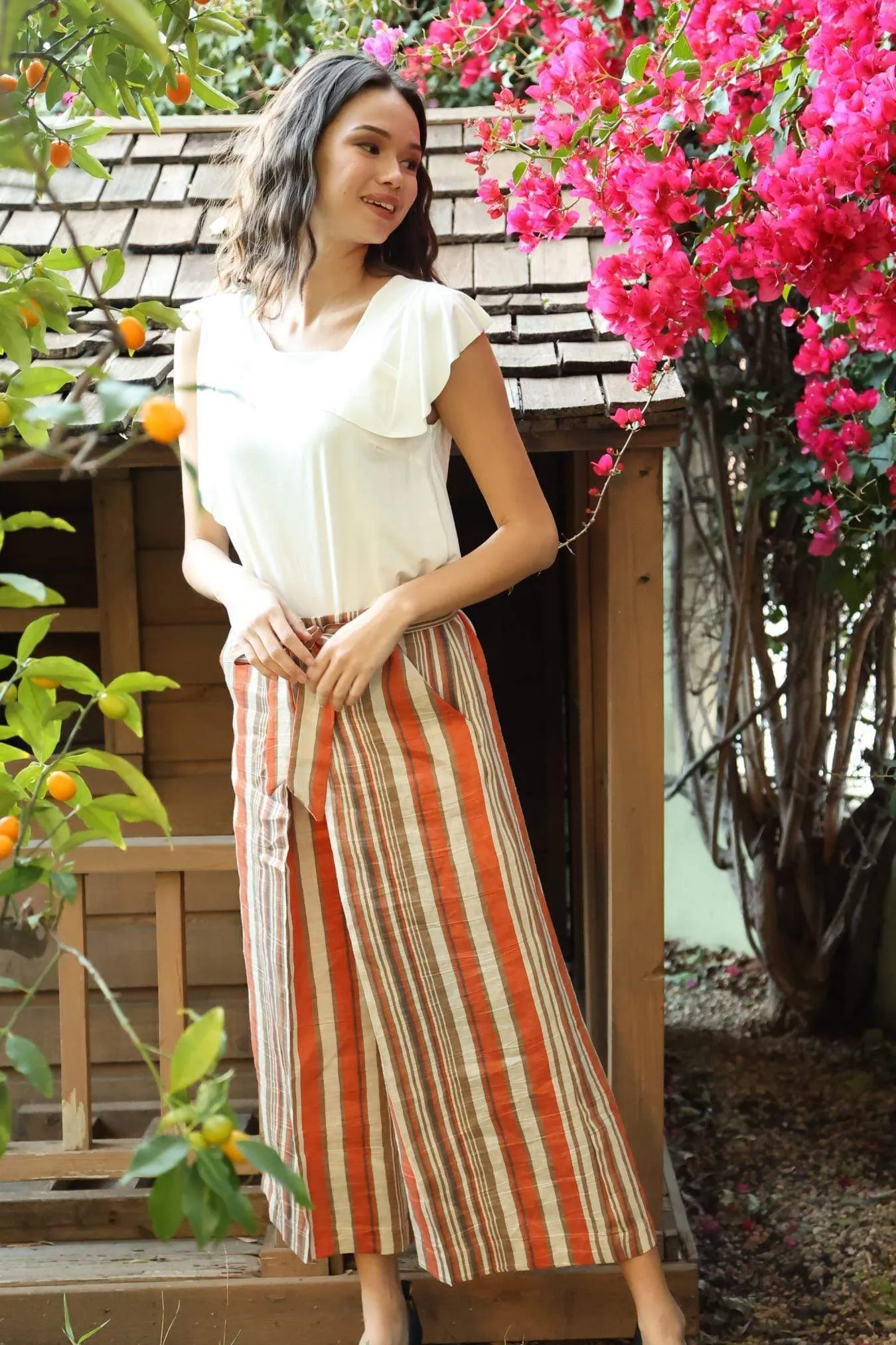 Stylish Wear Tabias Pants - Creamsicle Stripe Orange