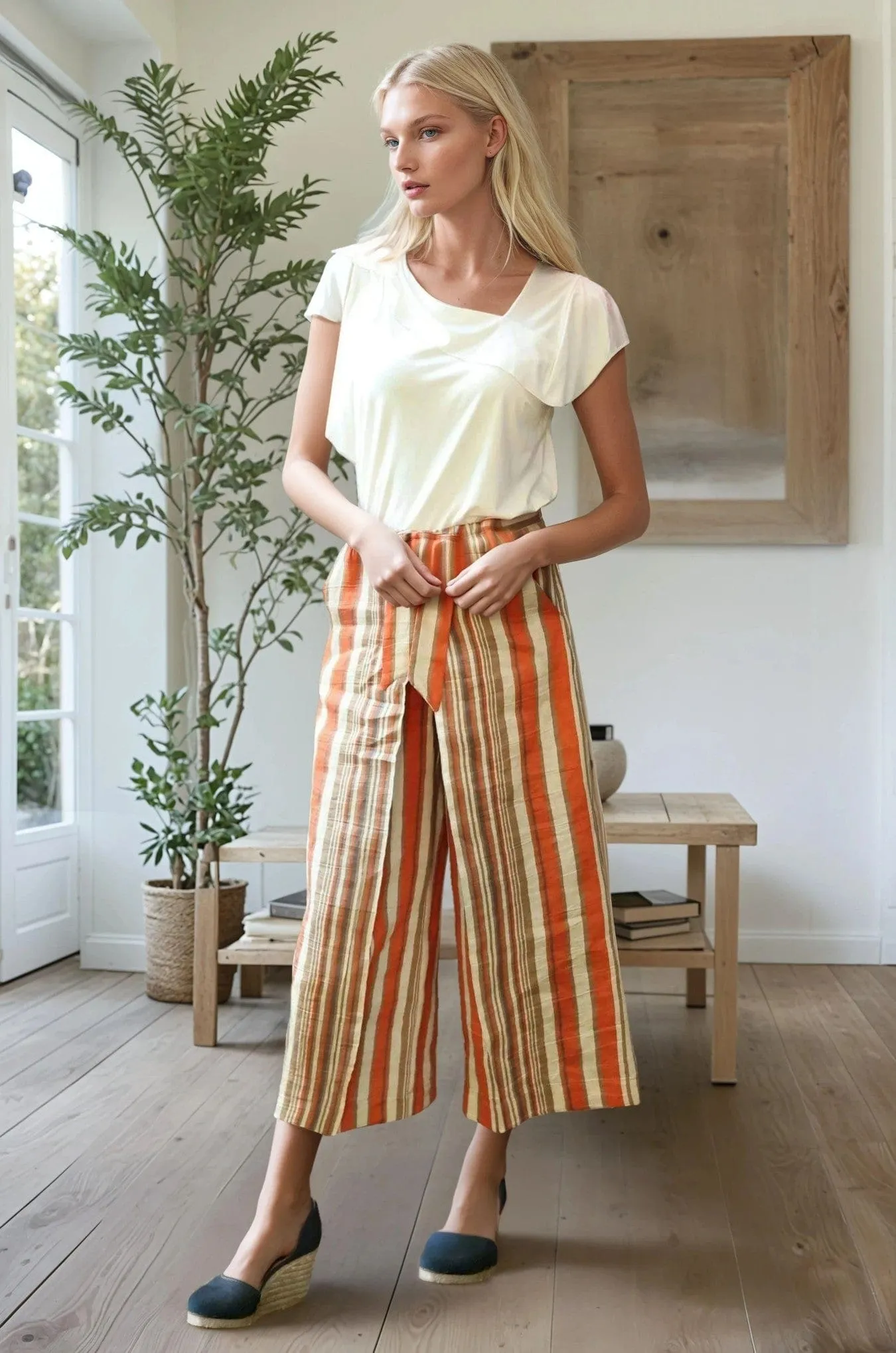 Tabias Pants - Creamsicle Stripe Orange Layer-Friendly Fit Minimal Fit