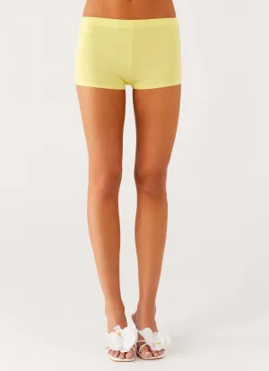 Tactile Feel Nanea Knit Mini Shorts - Yellow Workout Ready Nanea Knit Mini Shorts - Yellow