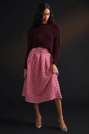 Textured Plaid Midi Skirt Seasonal special Mood Dressing