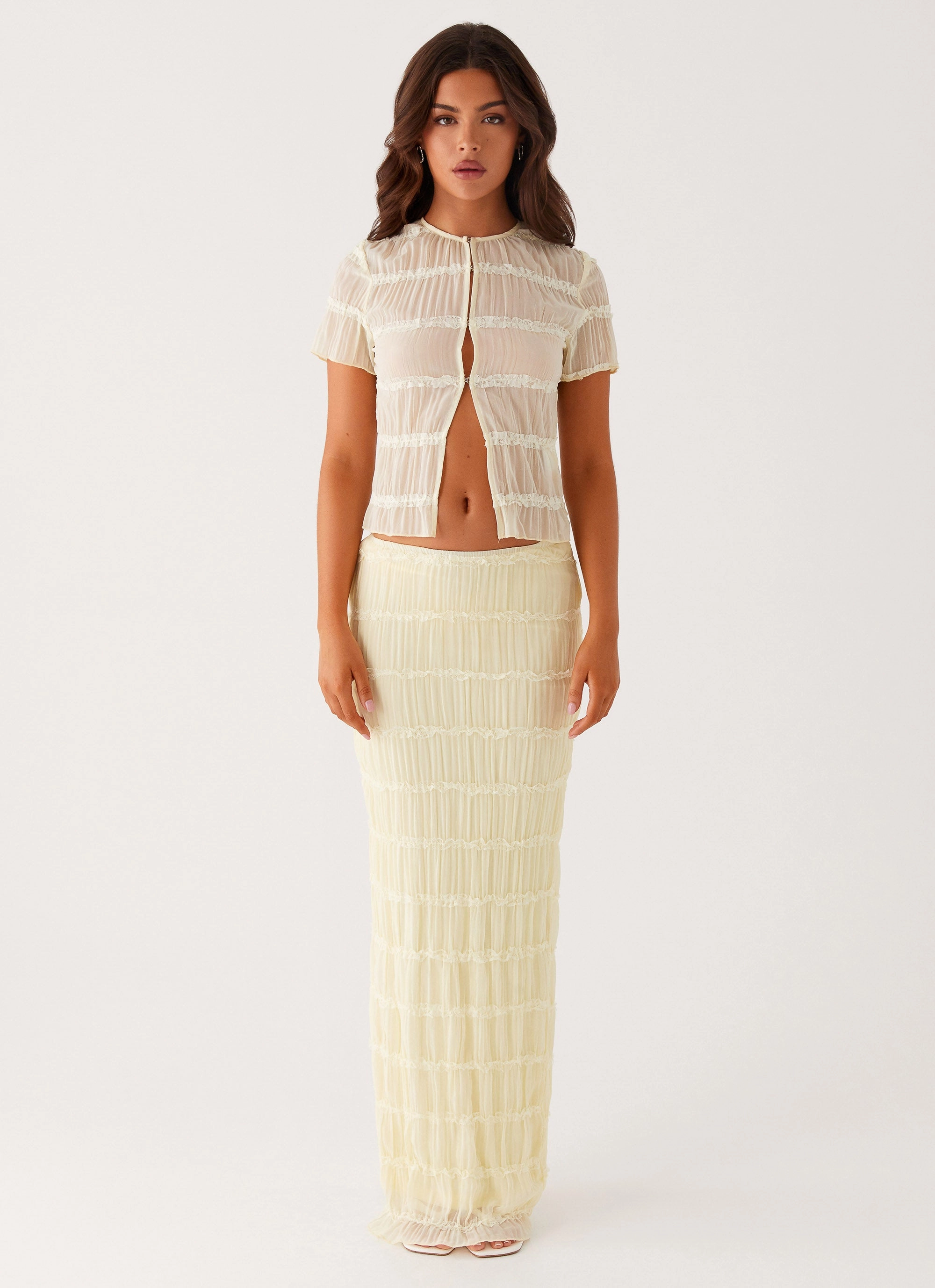 Multi Panel Cut Reinforced Shoulder Daydreaming Top - Yellow