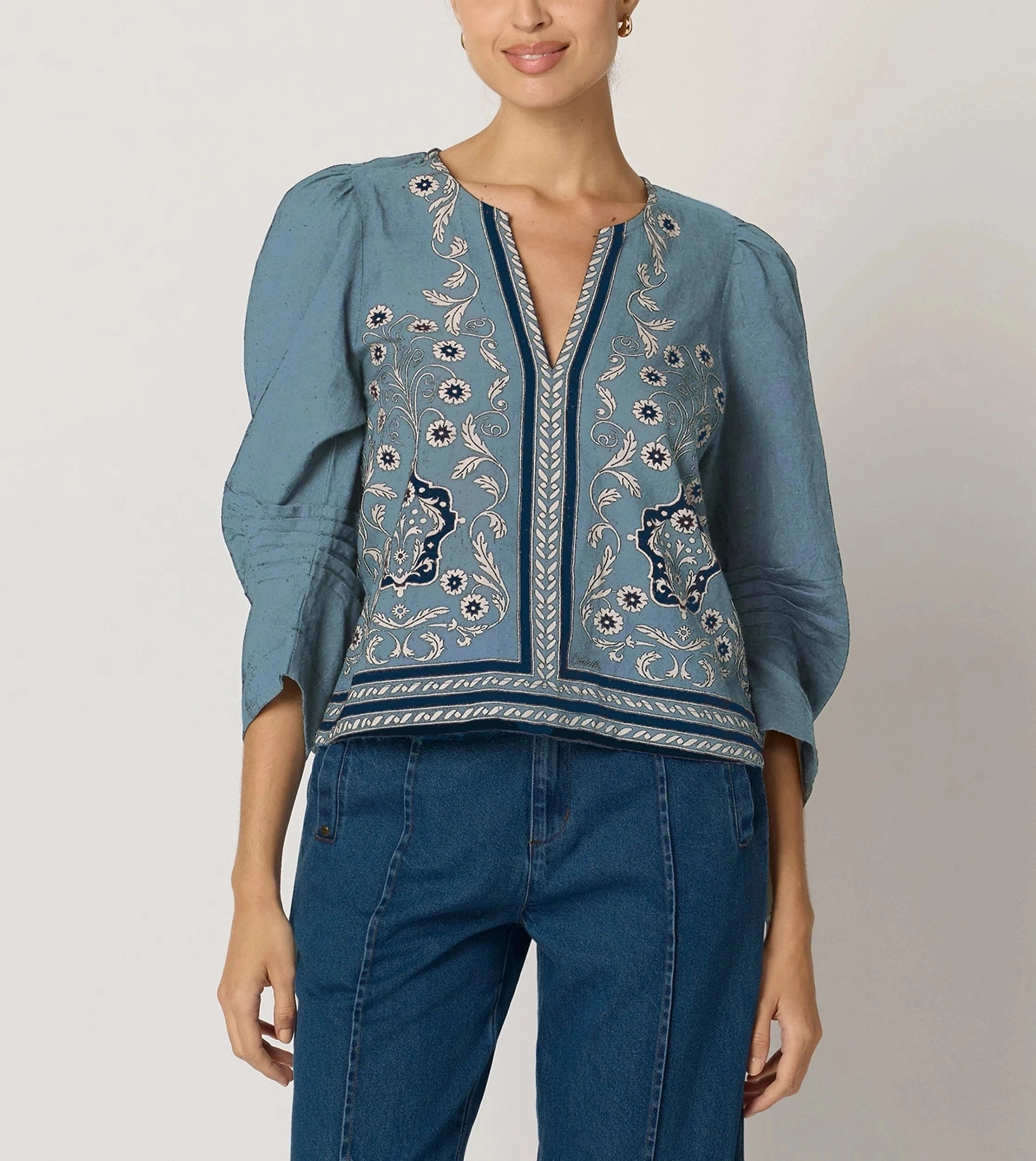 Reinforced Stress Points Active Design Farrah Blouse | Cardamon Blue