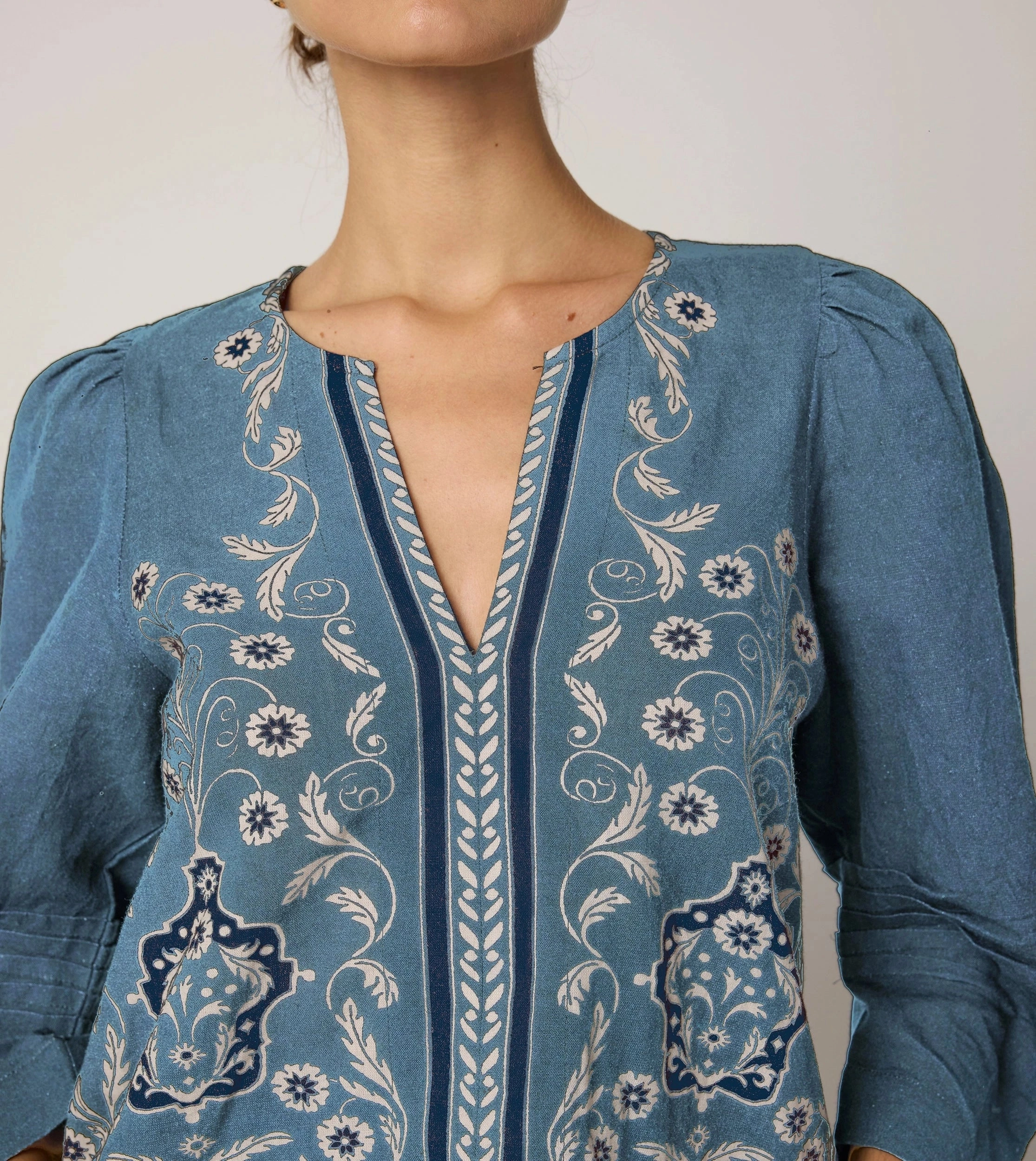 Farrah Blouse | Cardamon Blue BuiltInLayer