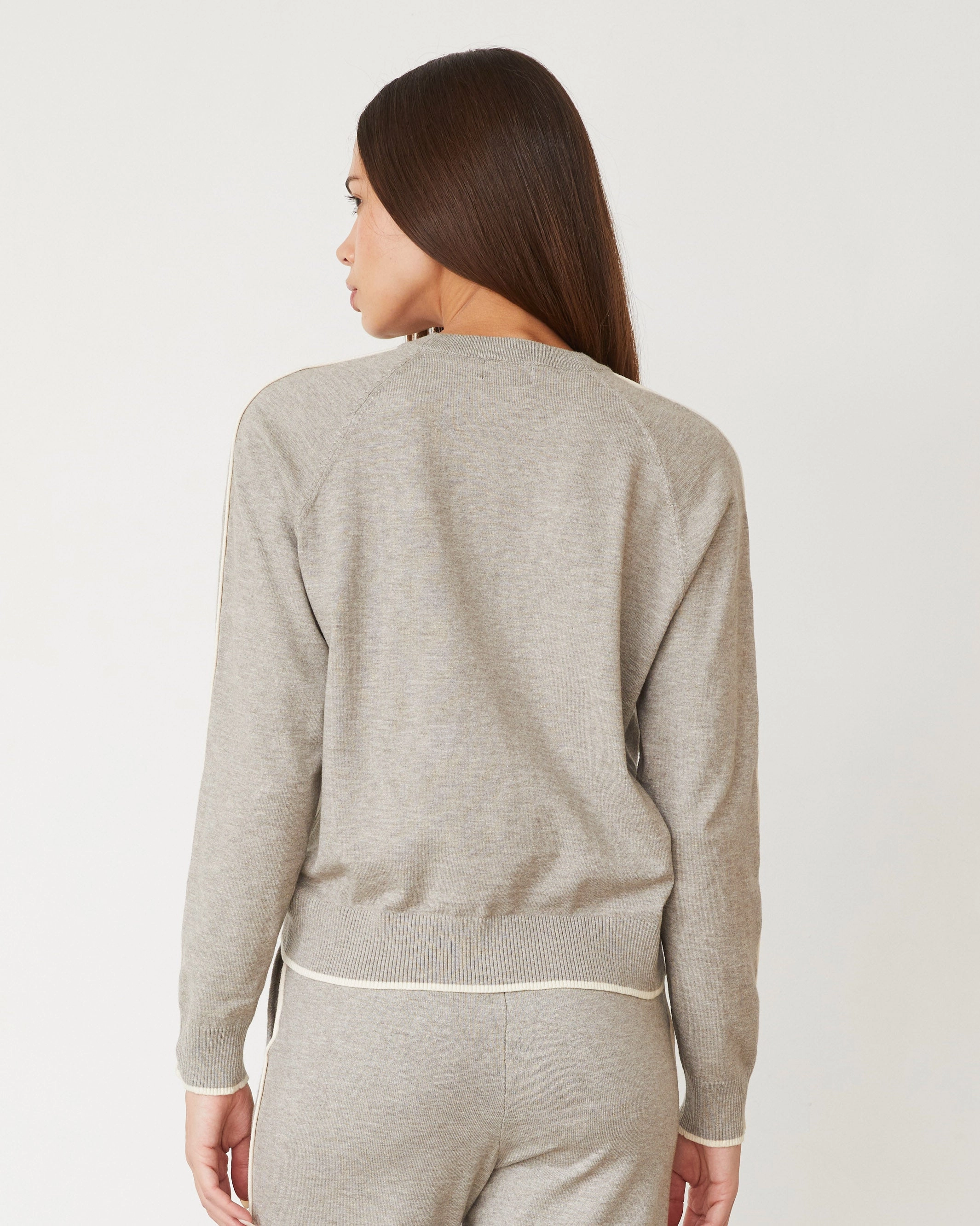 WaterResistant Lightknit Sweater With Contrast Piping