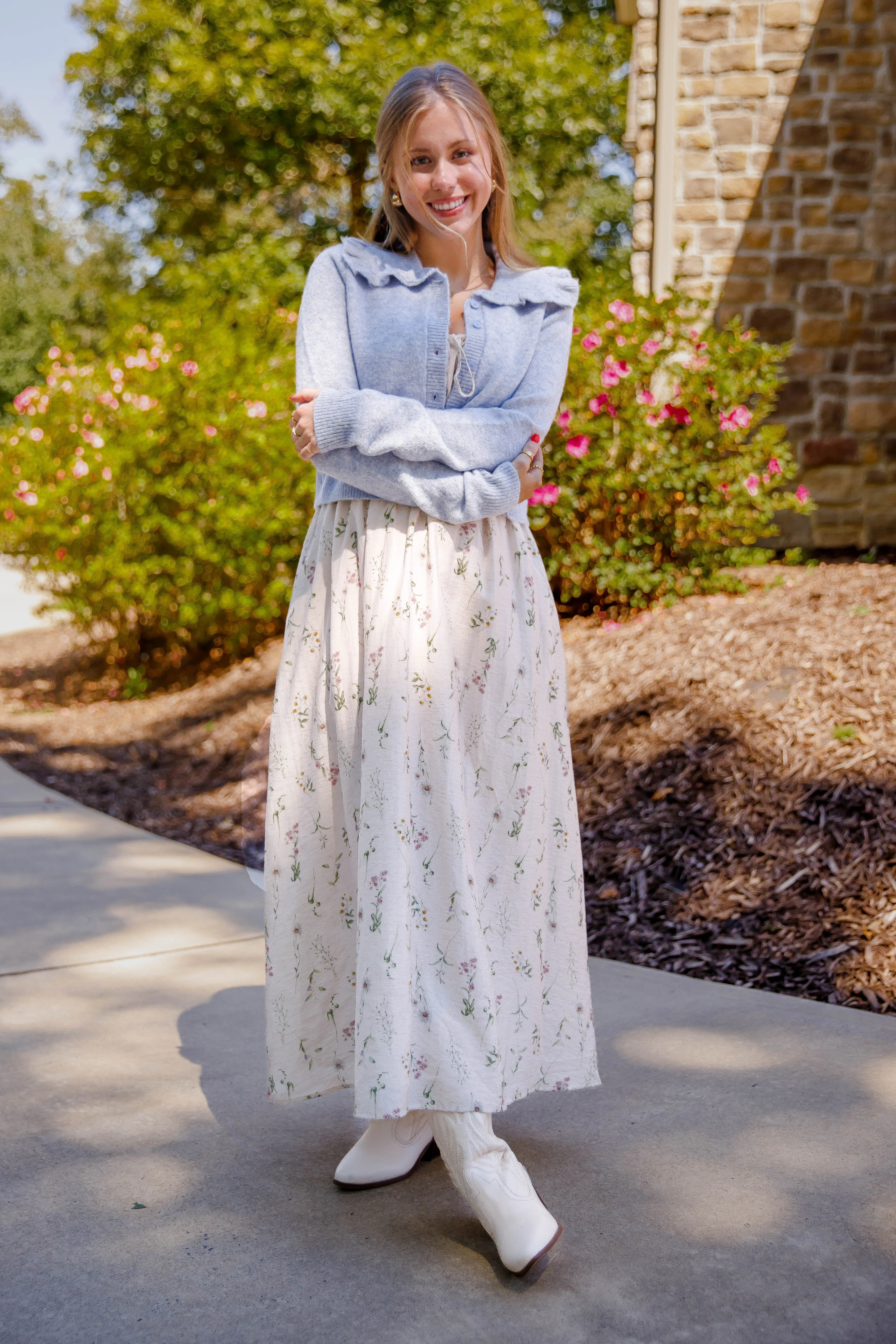 Frills and Thrills Cardigan-Baby Blue AntiPilling Surface