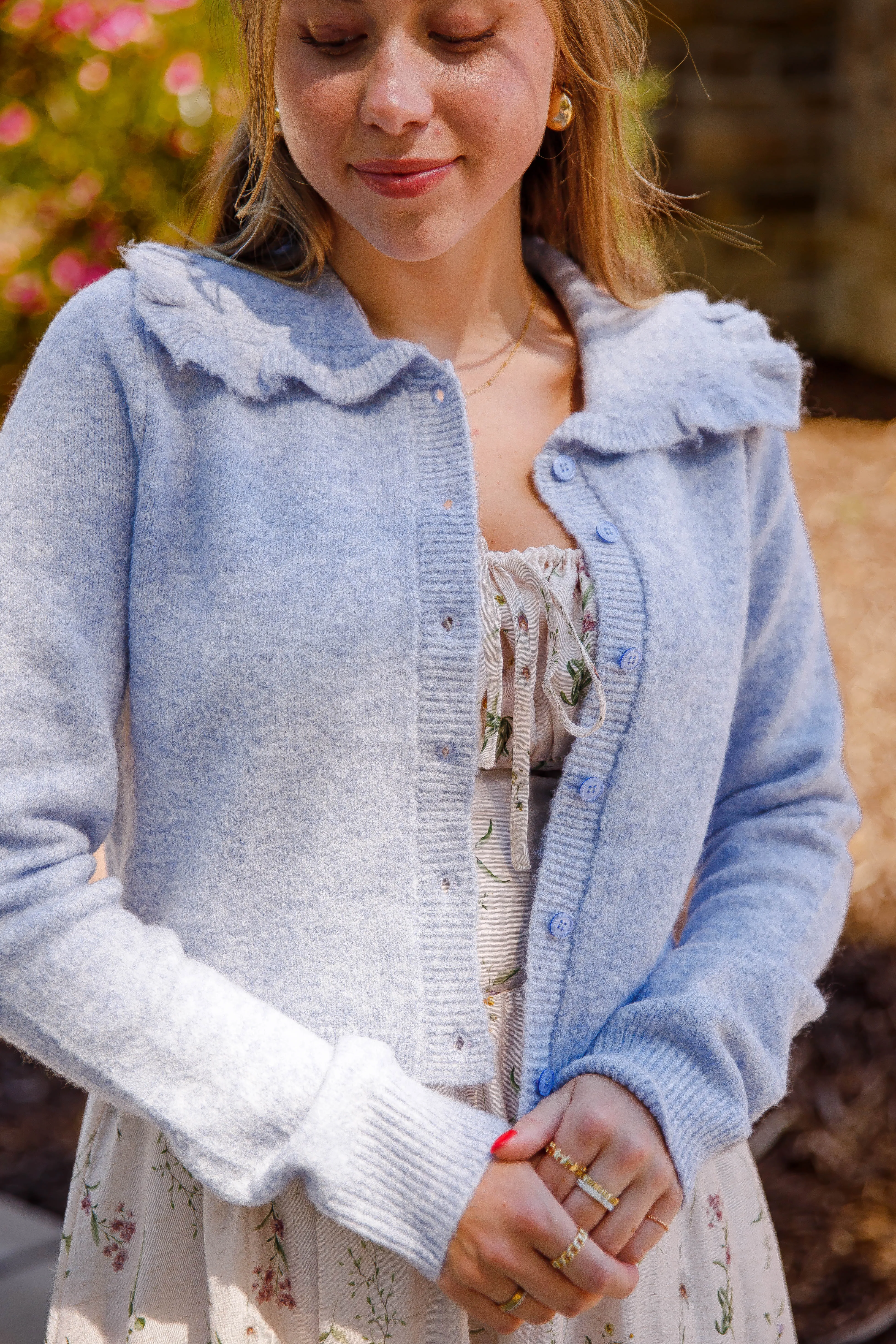 Frills and Thrills Cardigan-Baby Blue Ethical production