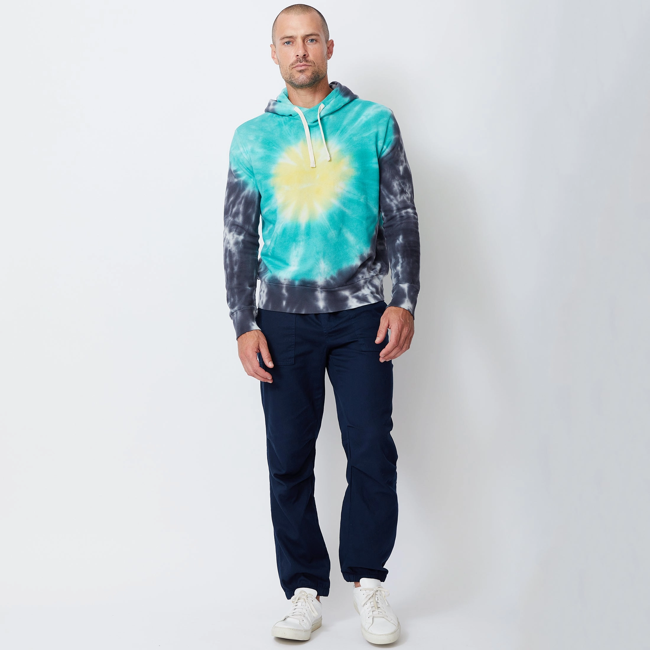 Sunburst Tie Dye Pullover Hoody EcoFriendlyTexture MinimalistSilhouette
