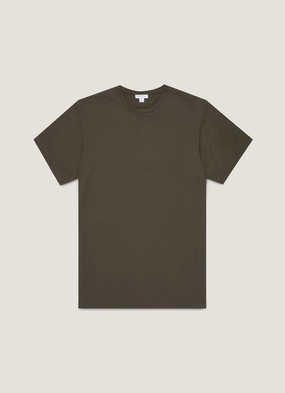 TaglessNeckDesign Men's Riviera Midweight T-shirt in Dark Green Fun and Relaxed Men's Riviera Midweight T-shirt in Dark Green