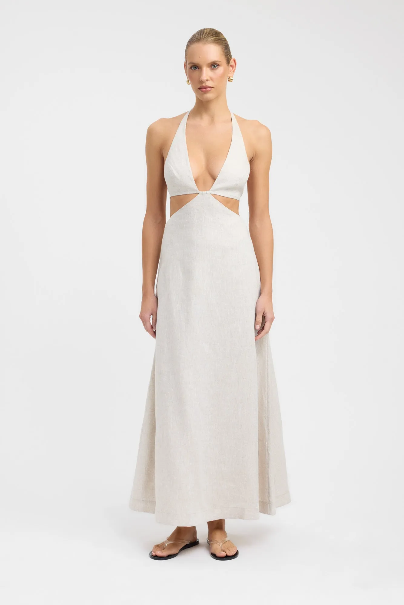 Low-Waist Eco-Lining Tahiti Cut Out Halter Dress