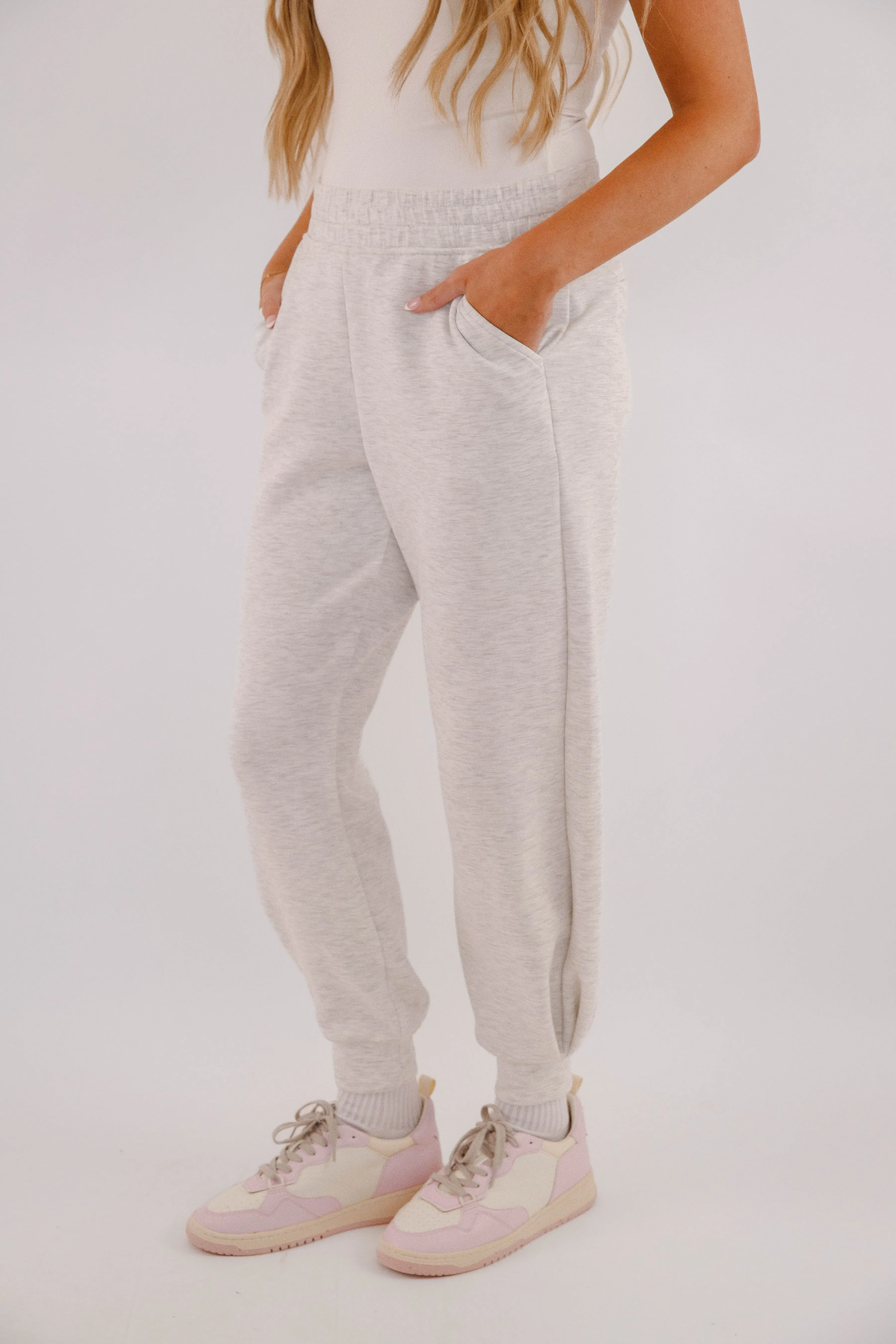 Getting There Joggers-Heather Grey Soft Touch Material