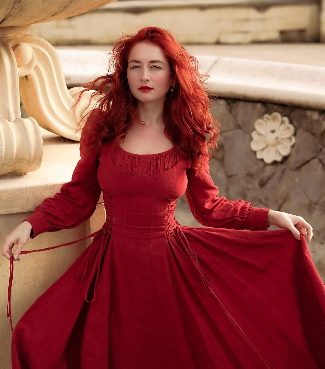 Convertible Collar Style Ylang 15 | maxi Lace-up linen dress