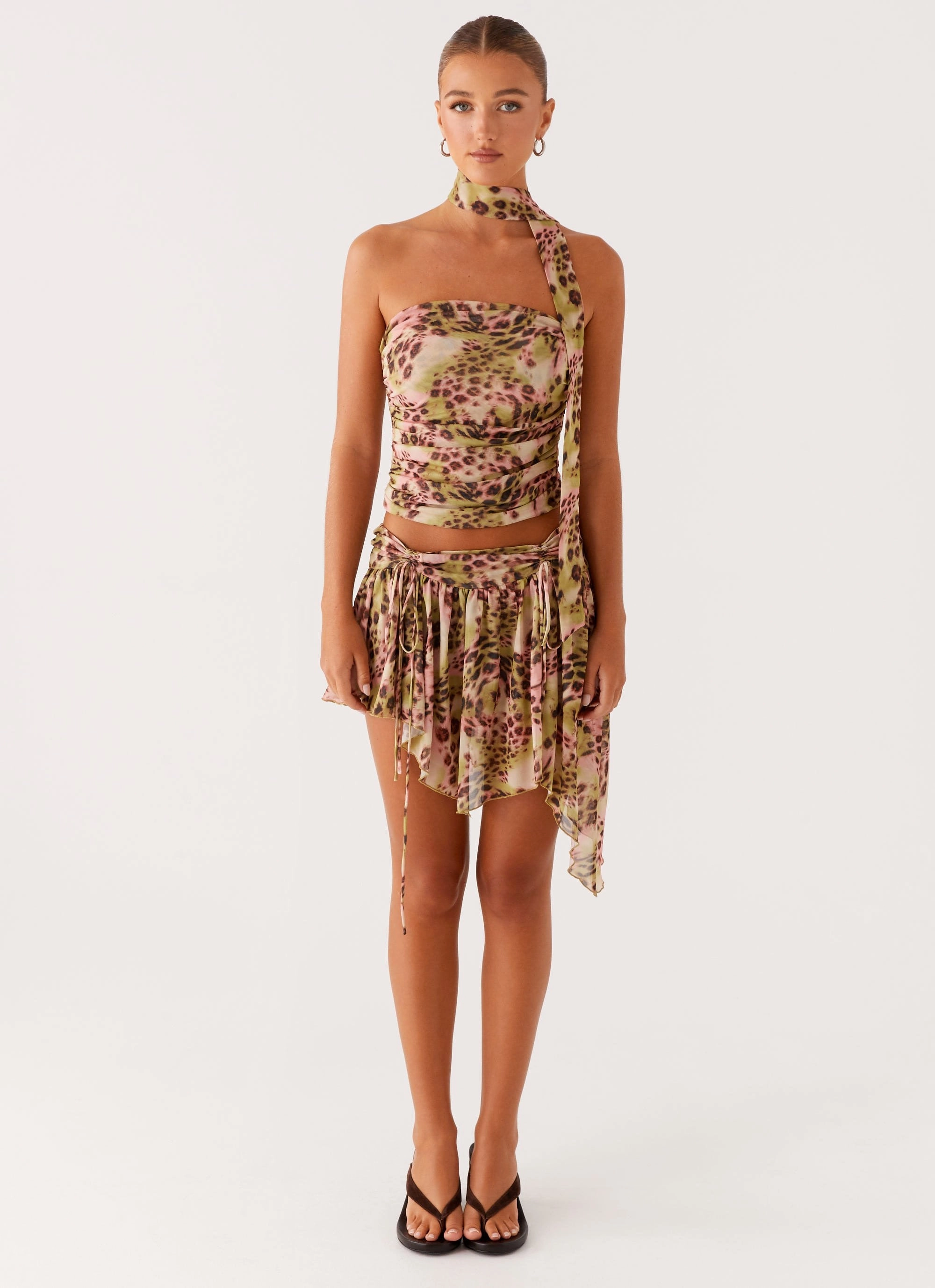 Hot Like Me Mini Skirt - Swirl Leopard Sporty Stretch Fit