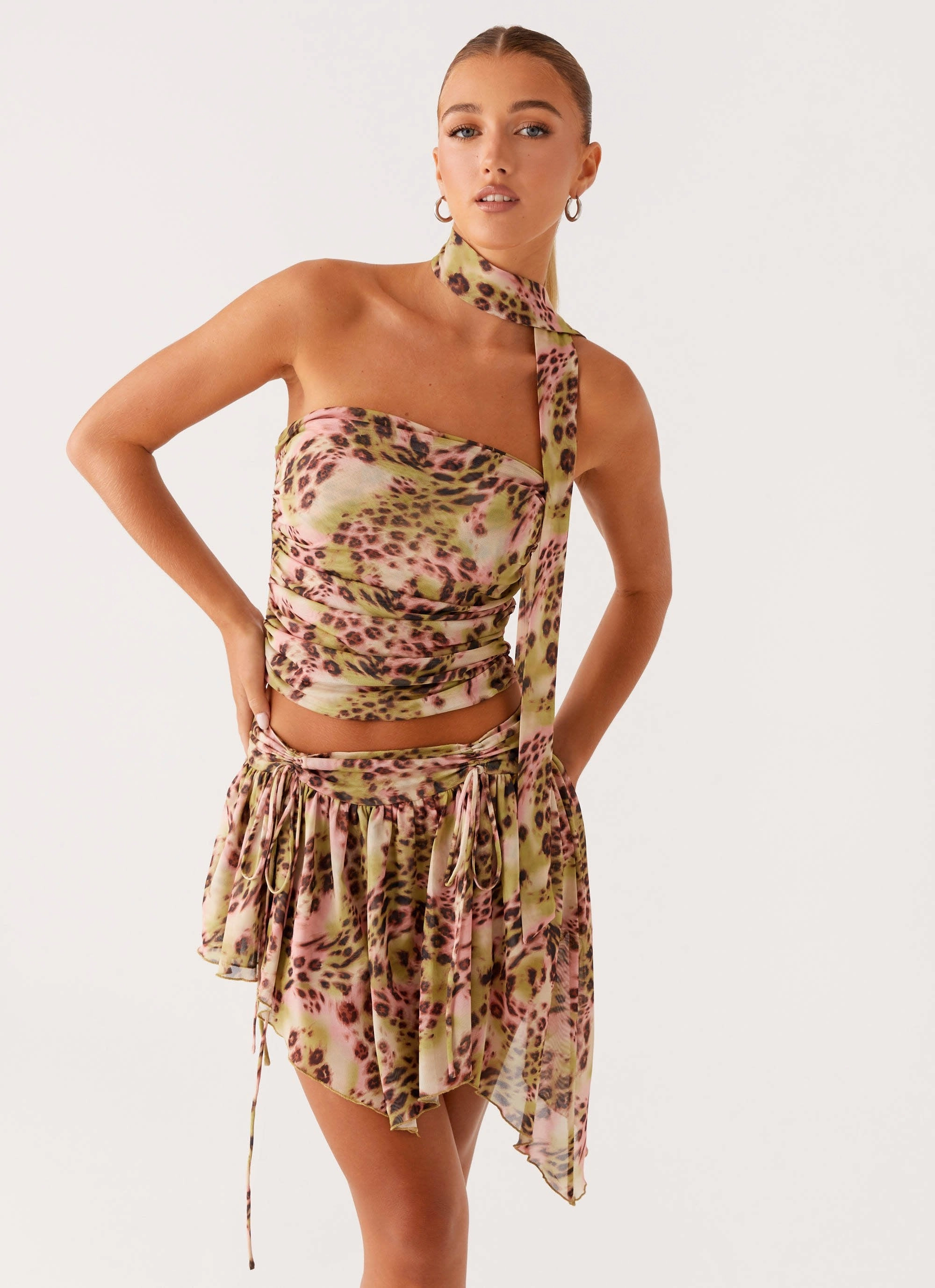 Multipurpose Design Sport Fit Hot Like Me Mini Skirt - Swirl Leopard