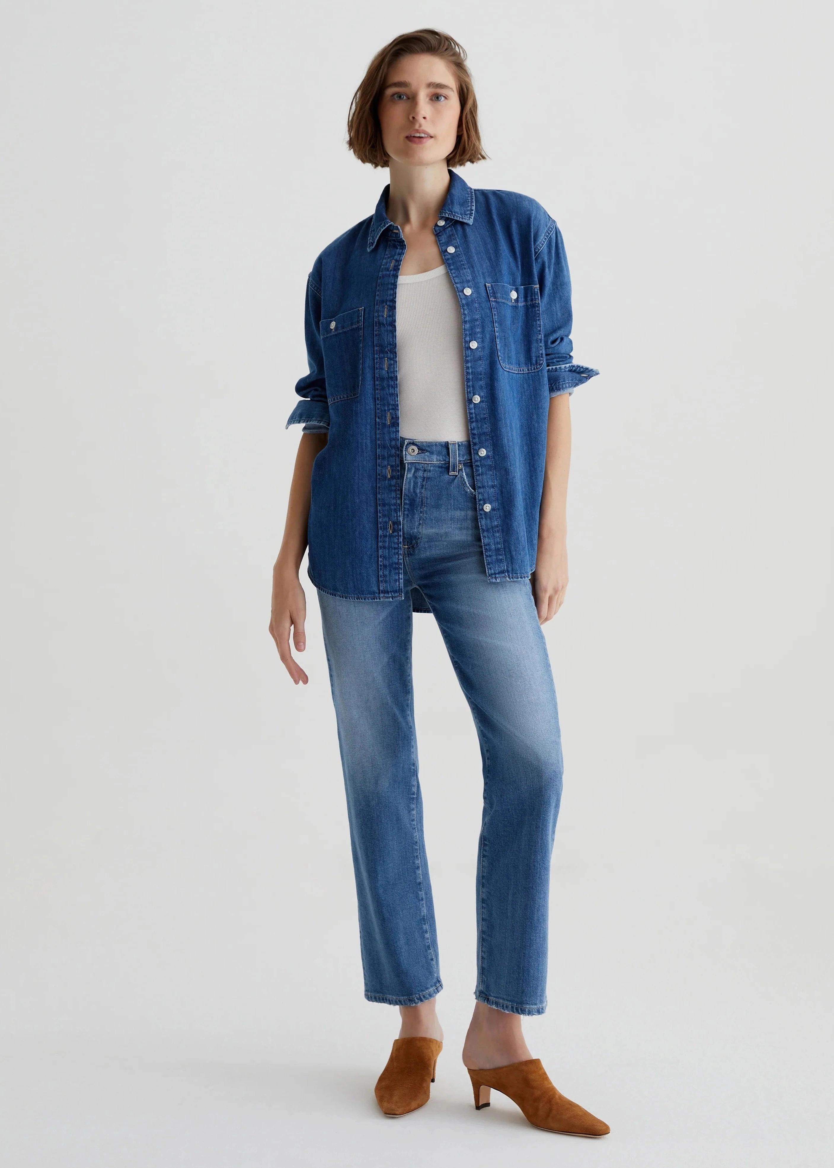 AG Brinley Mid Rise Straight Leg Jeans- Iris Perfect Match