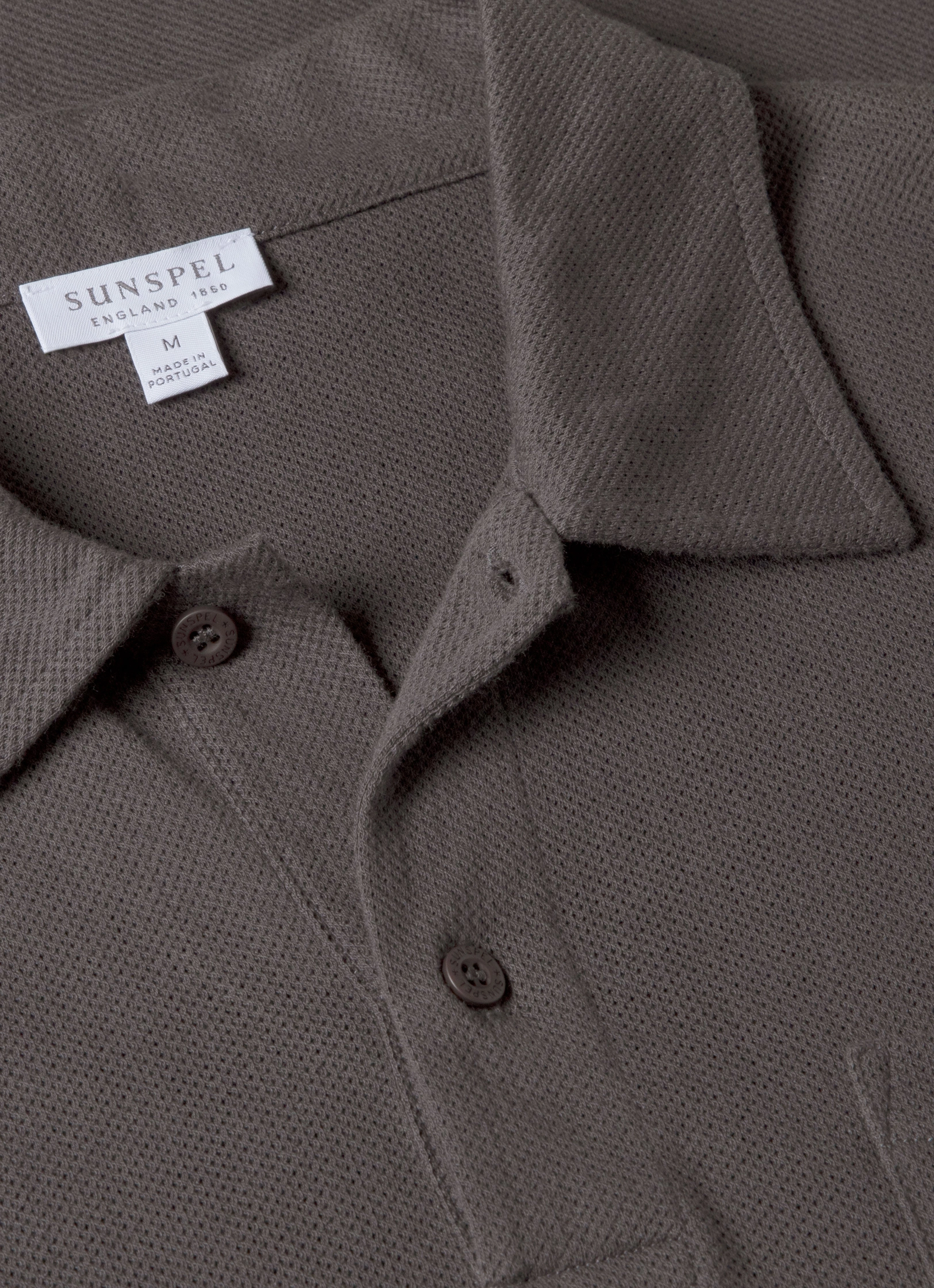 Men's Riviera Polo Shirt in Charcoal Interlock Cotton
