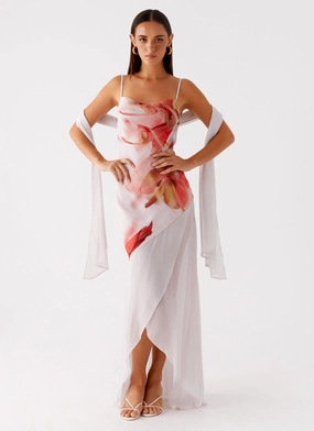 MultiPurposePockets Elegant Layers Loire Maxi Dress - Peach Rose