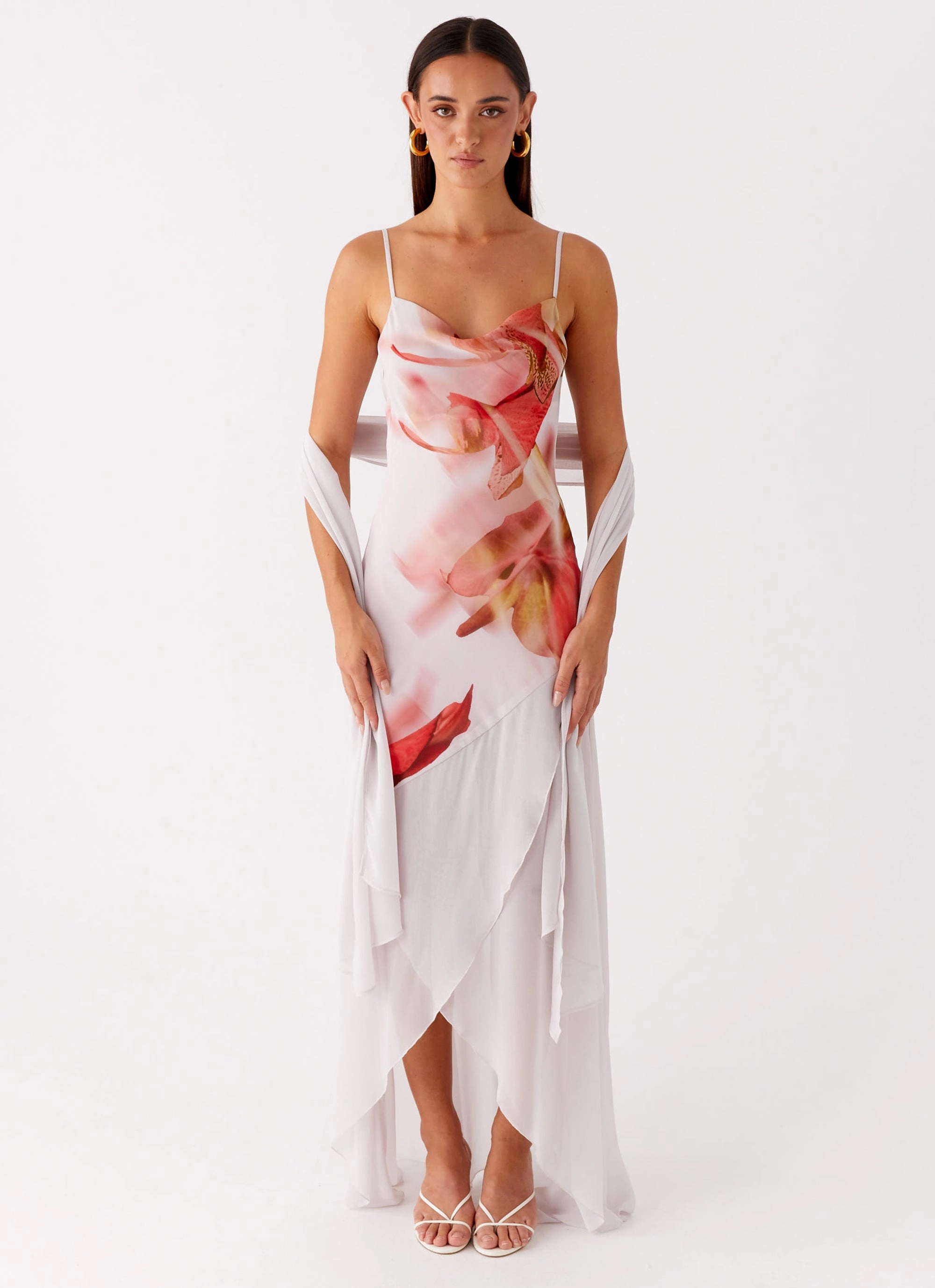 Loire Maxi Dress - Peach Rose classic waist urban vibe