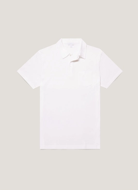 Tailored Wear Men's Sea Island Cotton Jersey Polo Shirt in White Men's Sea Island Cotton Jersey Polo Shirt in White Weekend Comfort