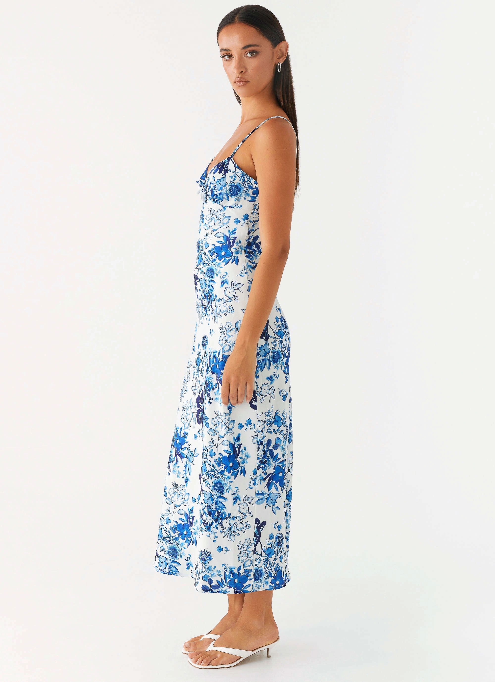 Weekend Favorite Take Chances Midi Dress - Serene Sky Floral