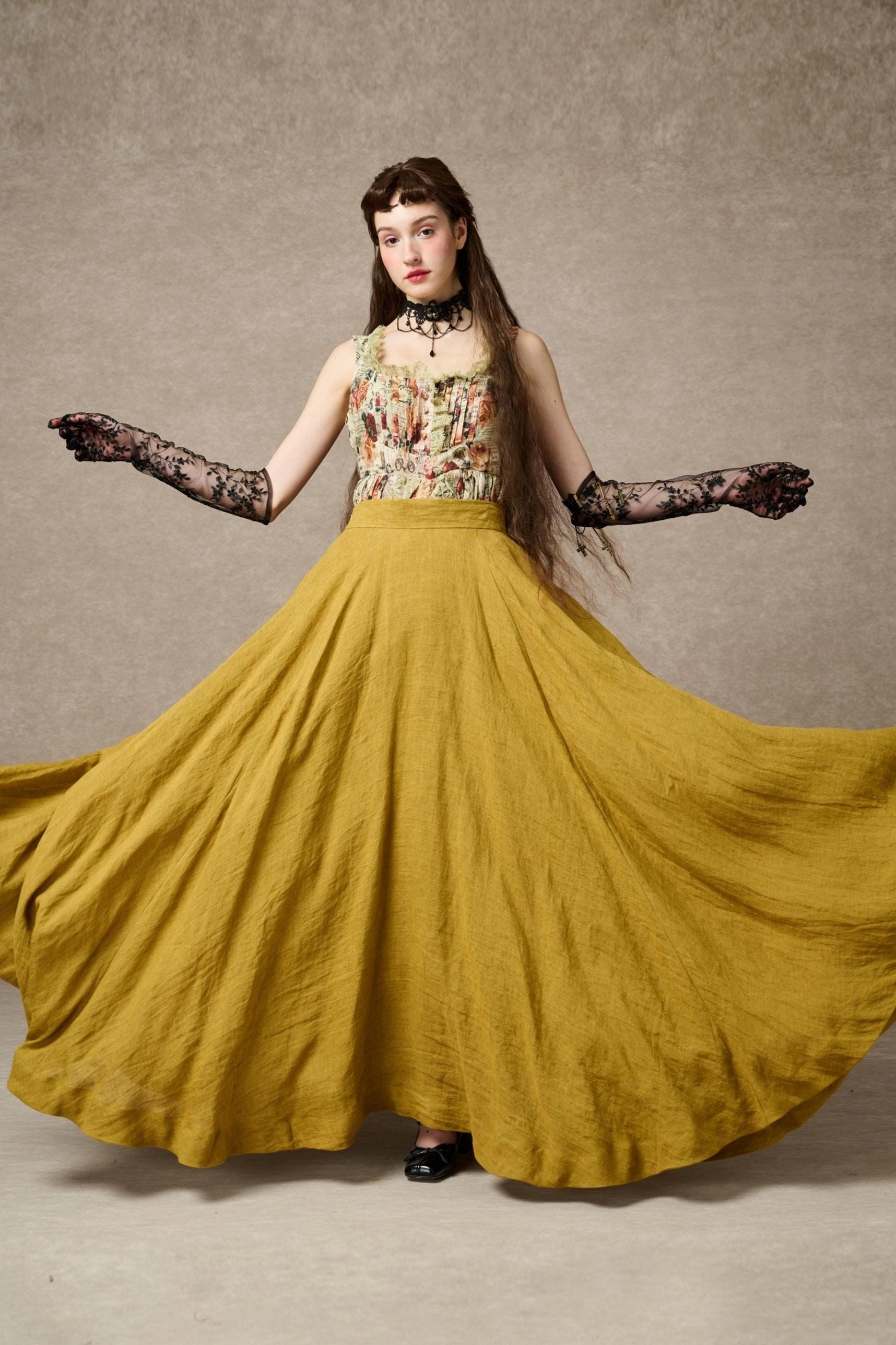 Cherry 22 | maxi linen skirt Flexible Fit Wear SoftshellTexture