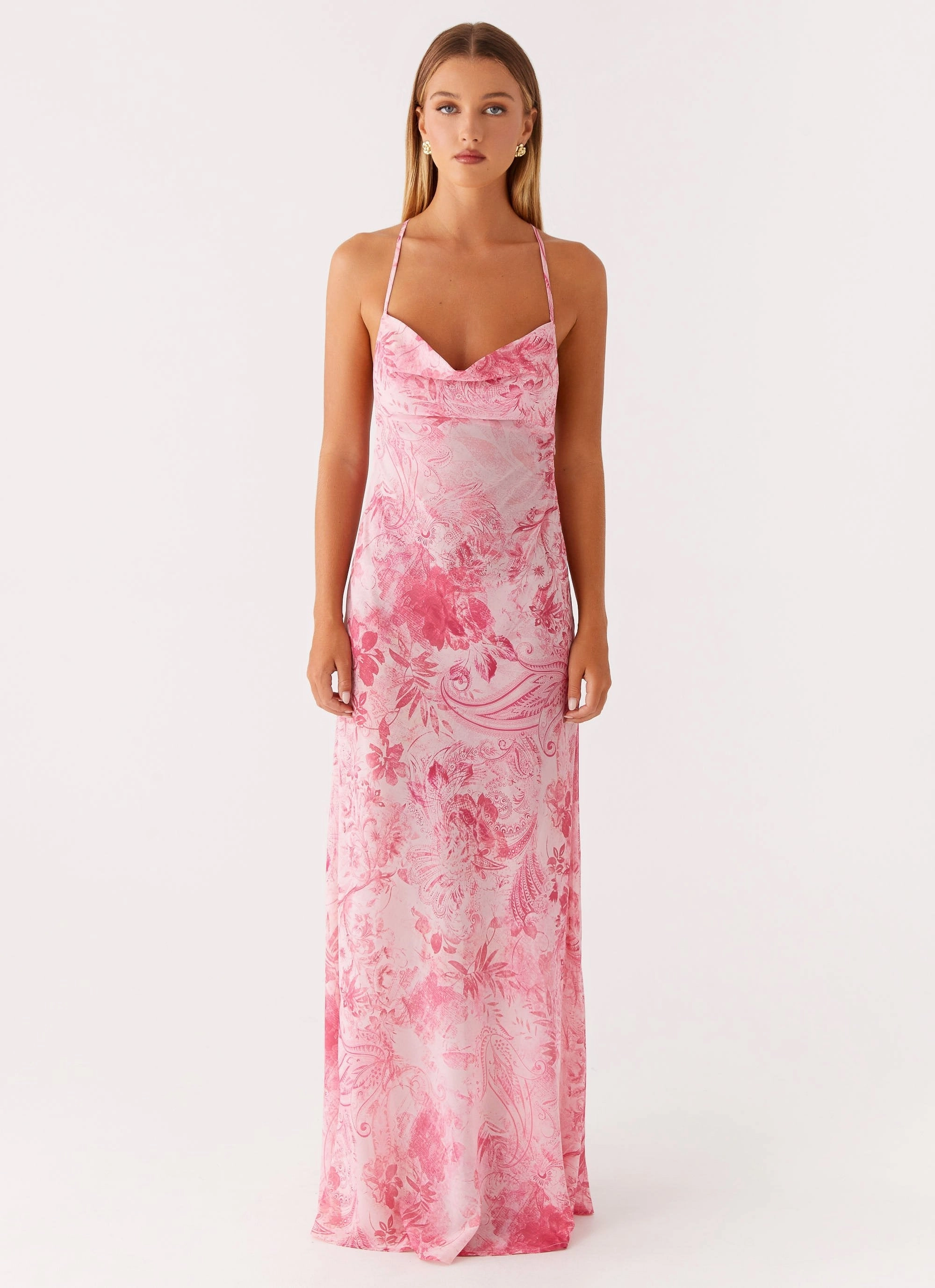 Subtle Glam Tara Maxi Dress - Pink Print