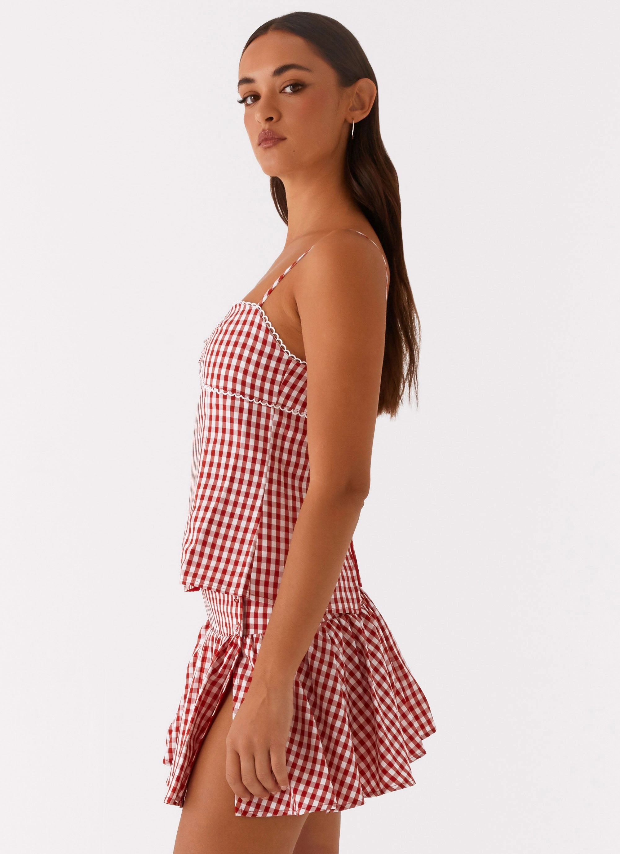 Bellamy Top - Red Gingham Low Profile Zipper OdorResistantFinish