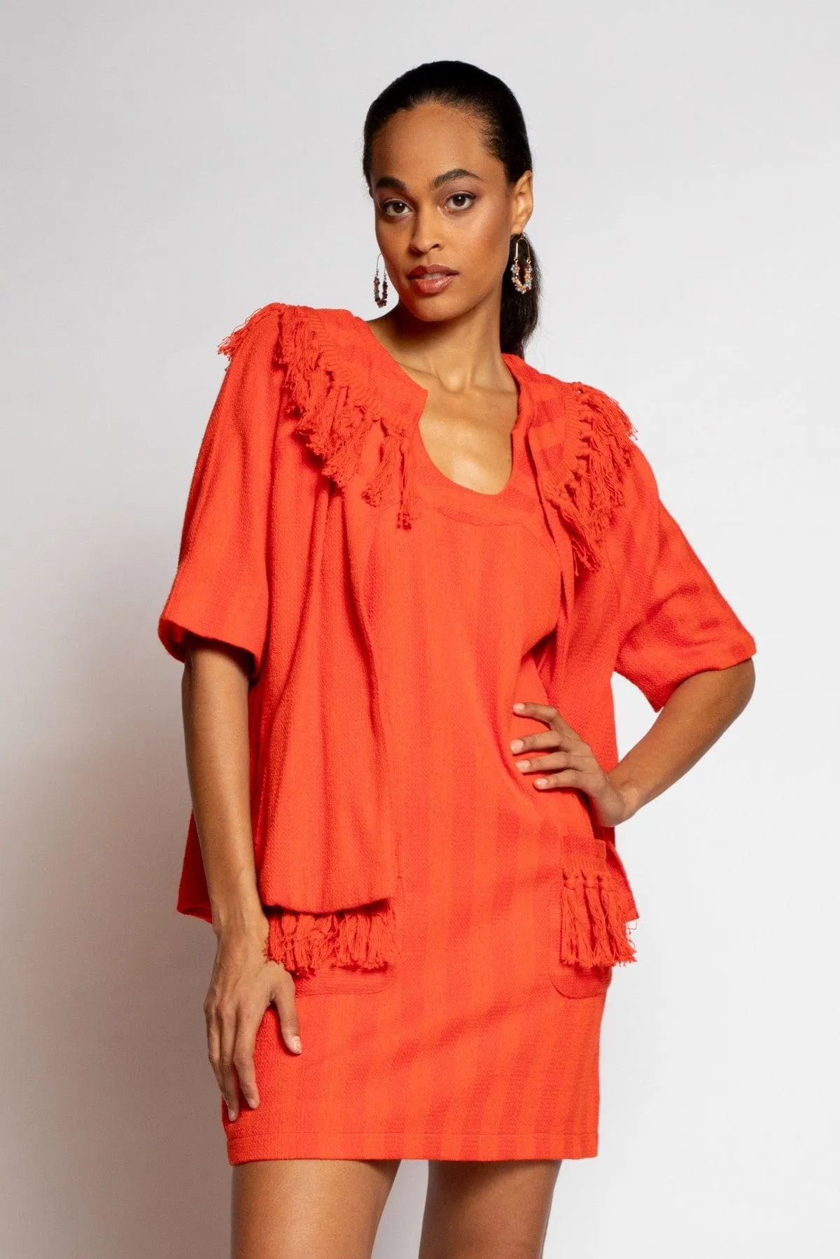 Versatile Daily Layer VentilatedPanels Tassel Jacket - Tangerine