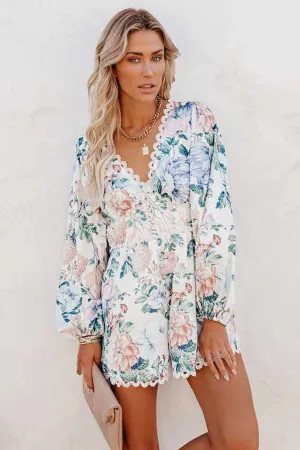 TastyHottie - Floral Pocketed Crochet Rompers