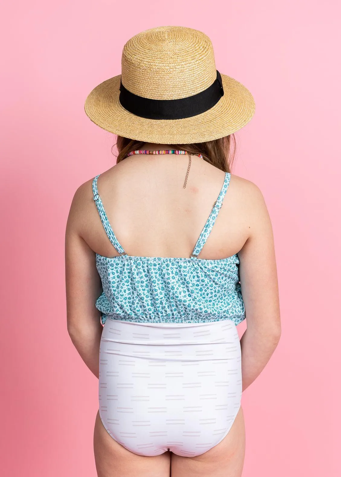 Taupe Dashes | Youth Down in Front Ruffle Bottoms