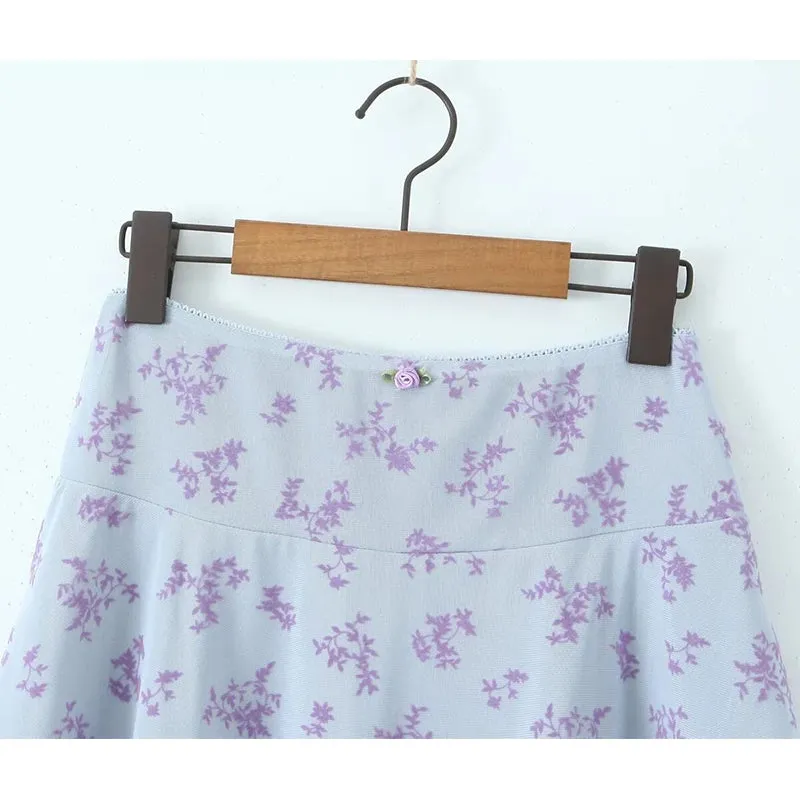 TAVIMART  -  Sexy Women Low Waist A-line Mini Mesh Skirt Floral Print Ladies Summer Skirts