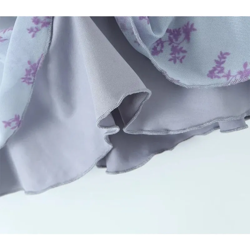 TAVIMART  -  Sexy Women Low Waist A-line Mini Mesh Skirt Floral Print Ladies Summer Skirts