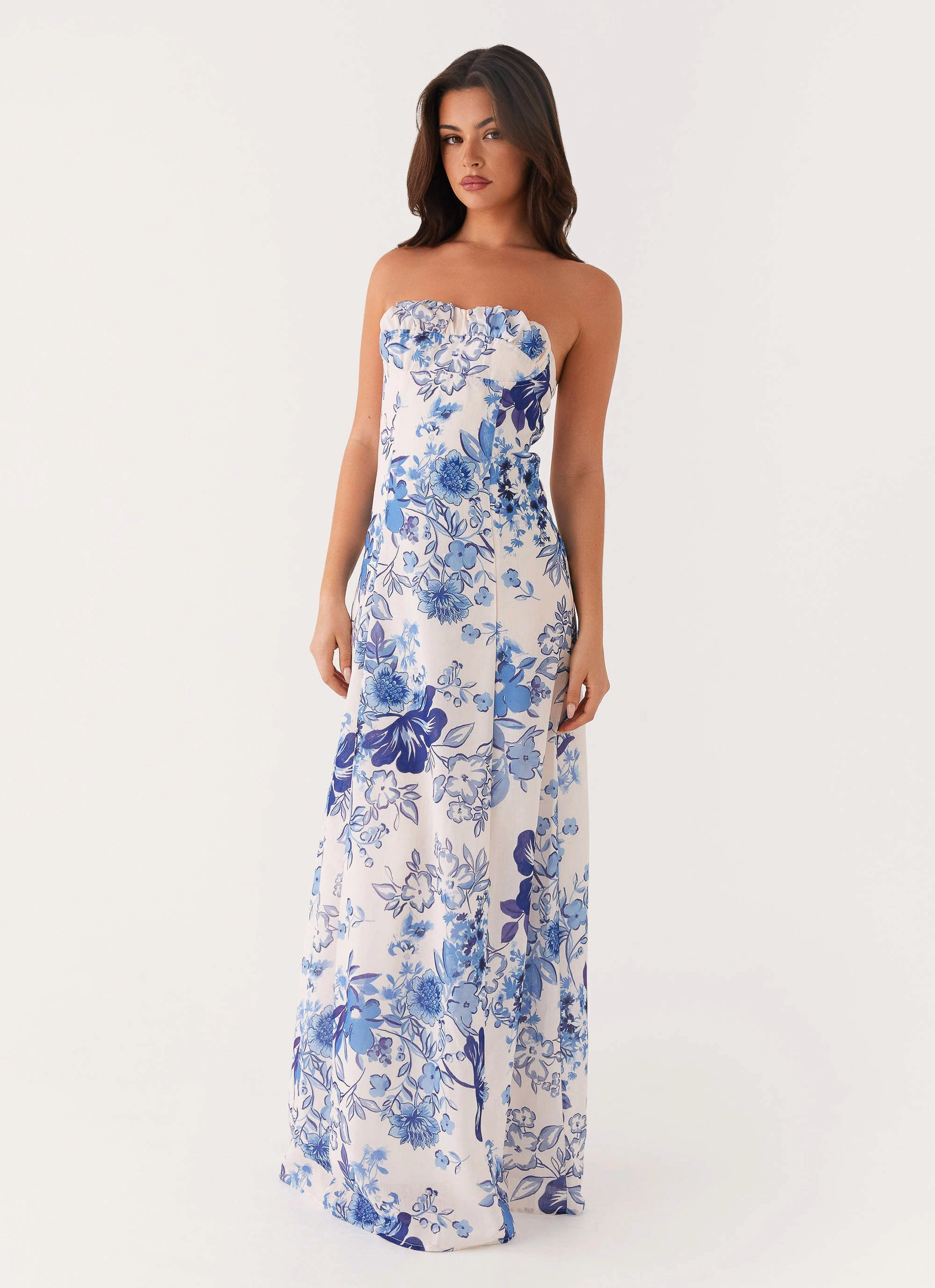 All Time Tayla Linen Maxi Dress - Serene Sky Floral
