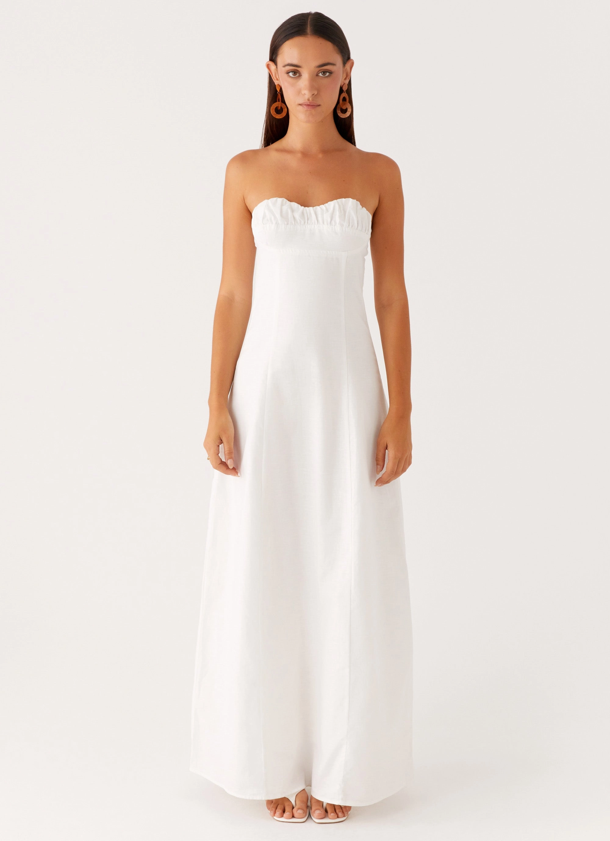 Young Edge Tayla Linen Maxi Dress - White