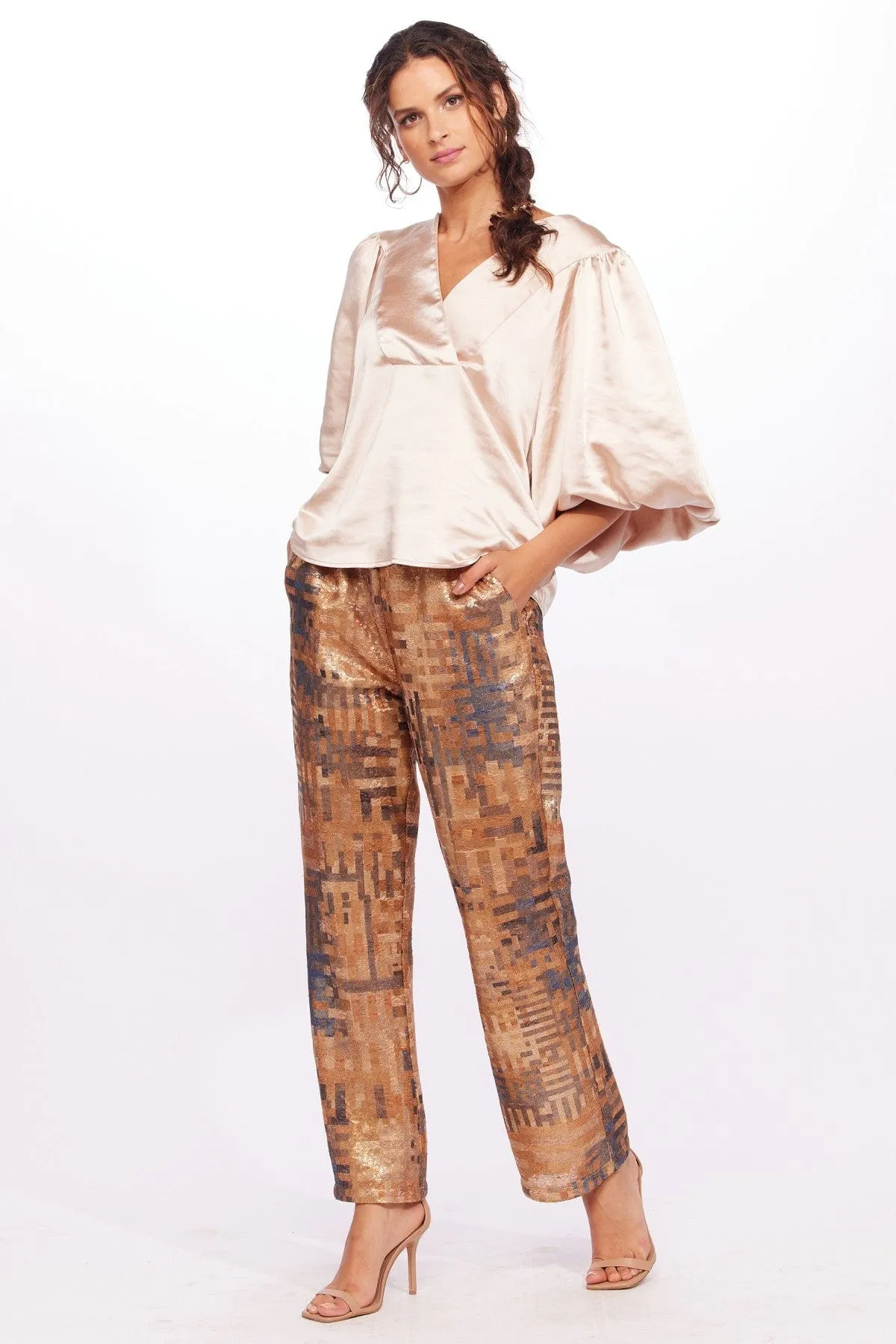 Taylor Pants - Sequin Tetras Timeless Comfort Fit Flat waistband