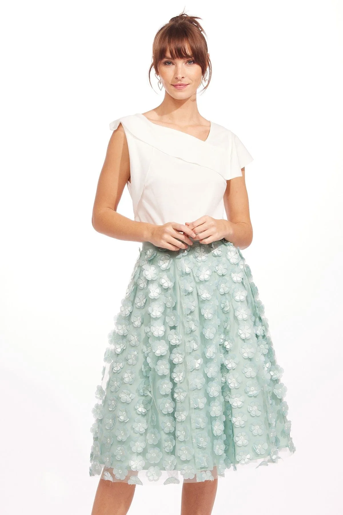 Lined interior Chiara Skirt - Seafoam