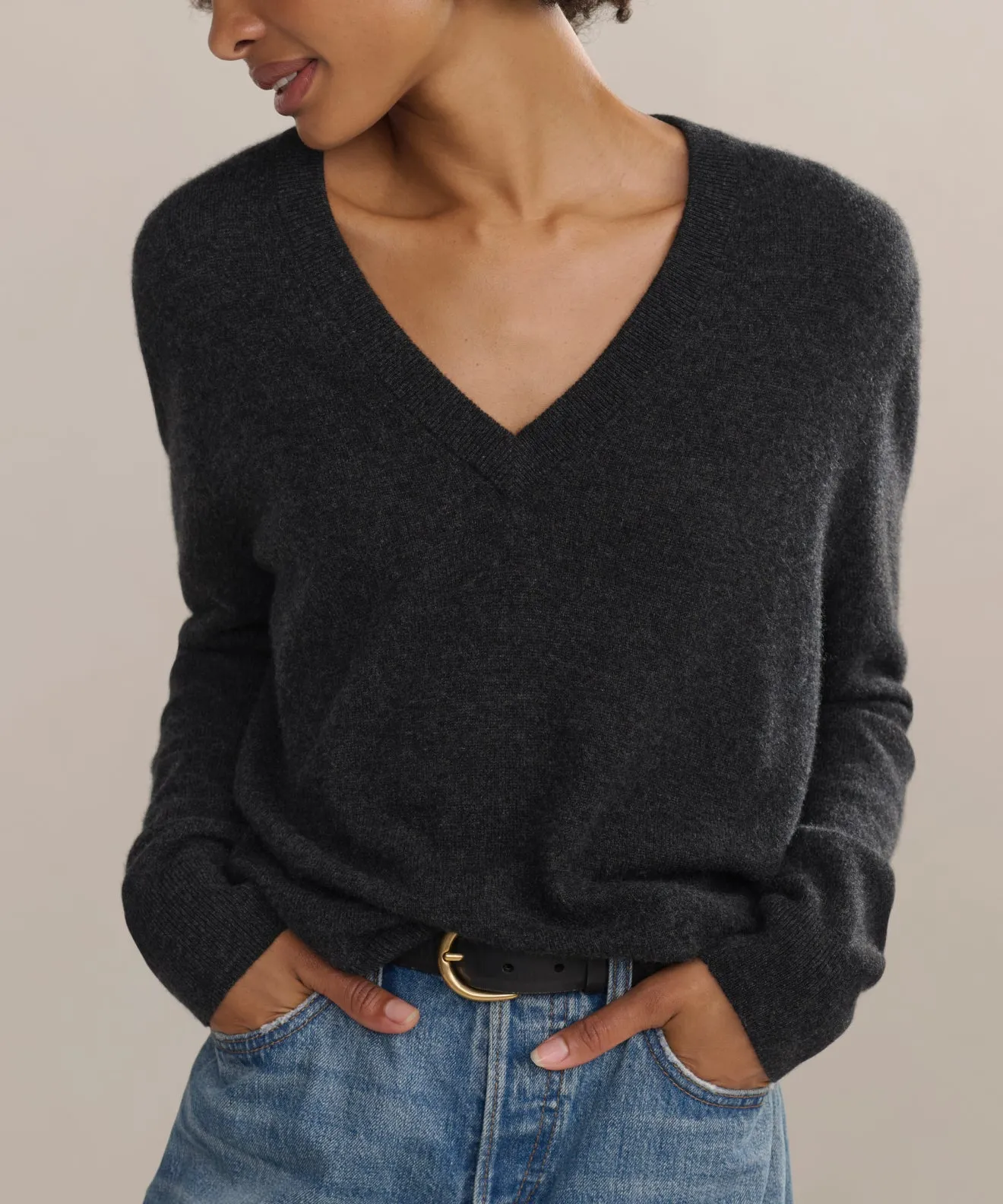 Flynn Cashmere Sweater High Neck Design Anti Slip Shoulder Padding
