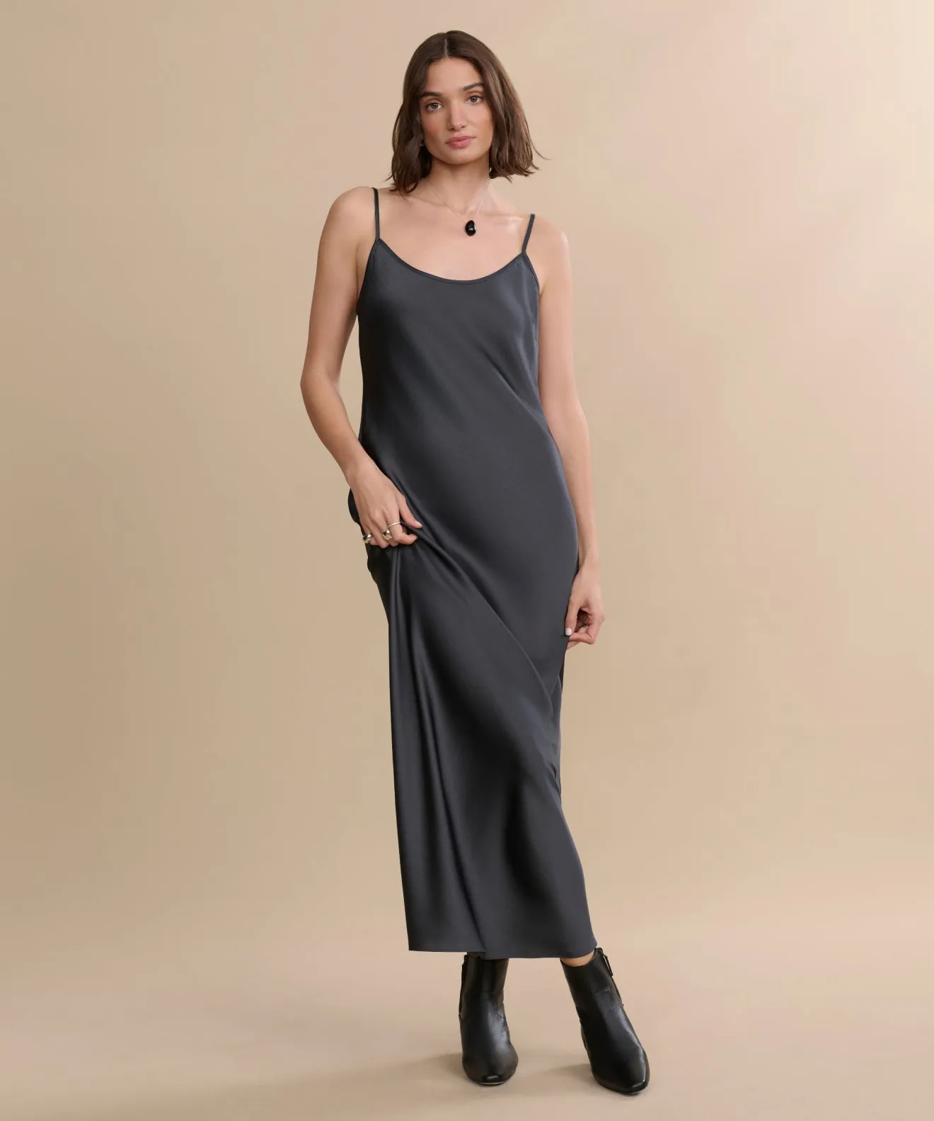 Cleo Slip Dress Reinforced Hem Stitching Reflective Detailing